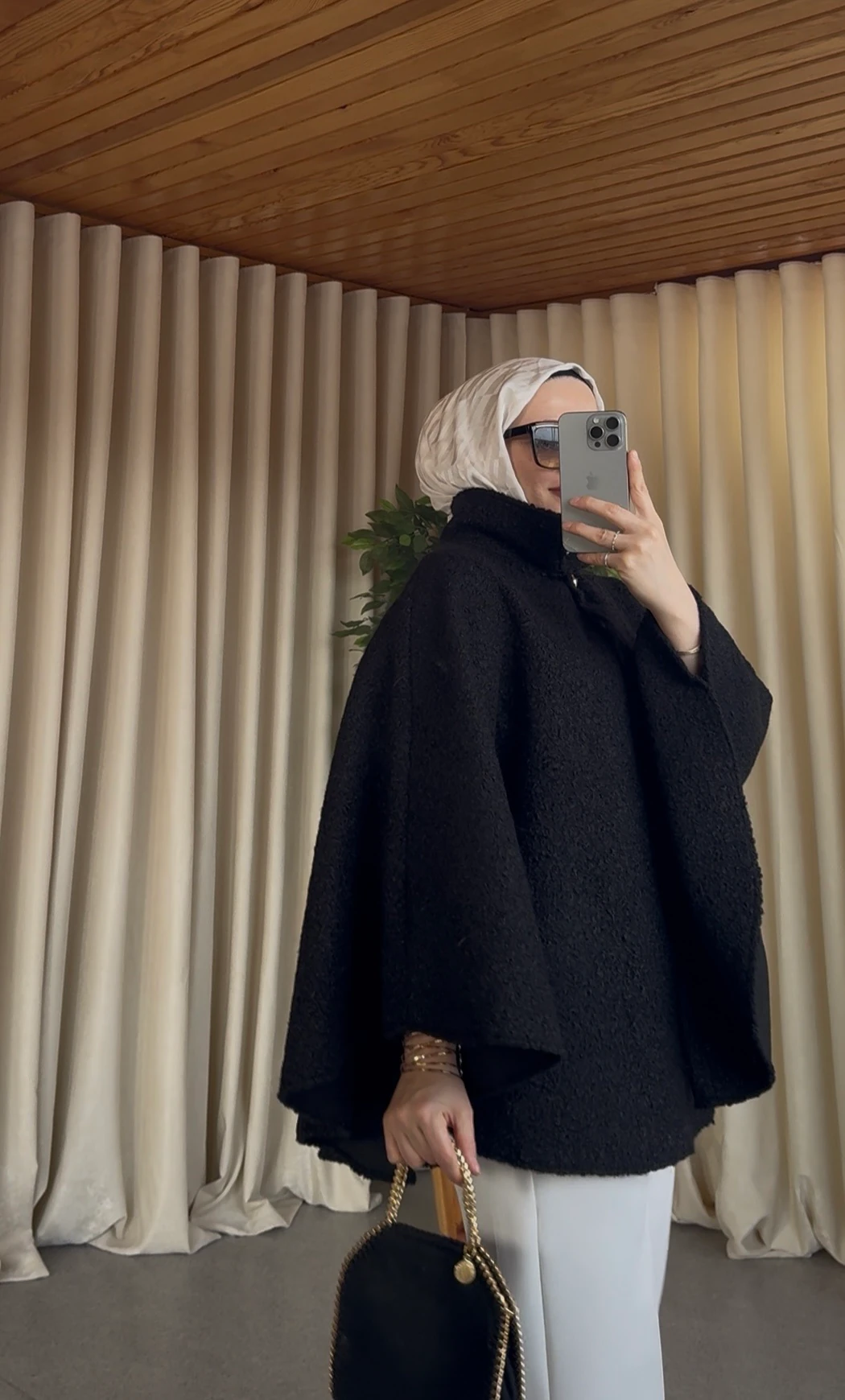 Kırçilli Uzun Panço - Siyah