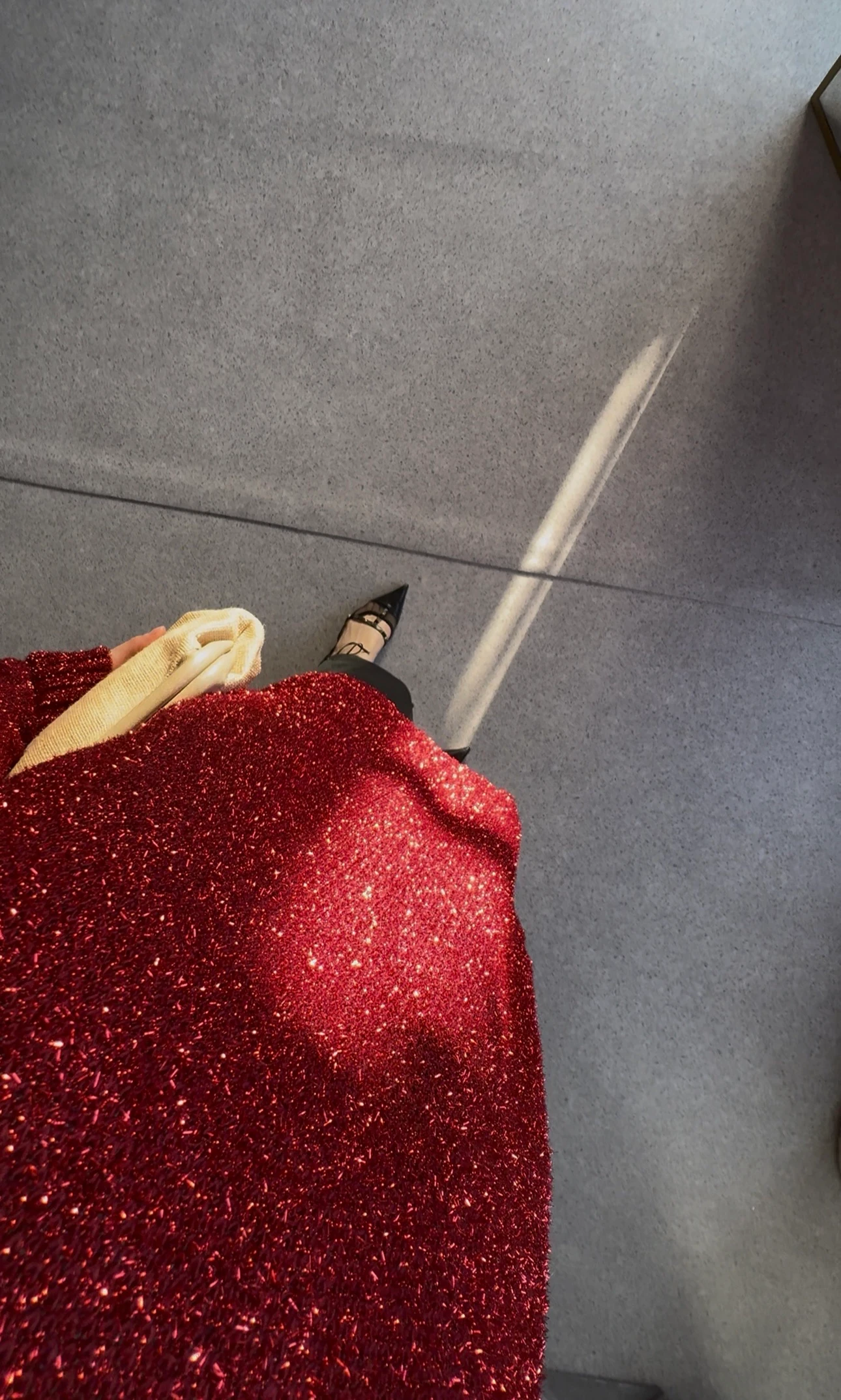 Simli Triko Kazak - Kırmızı 