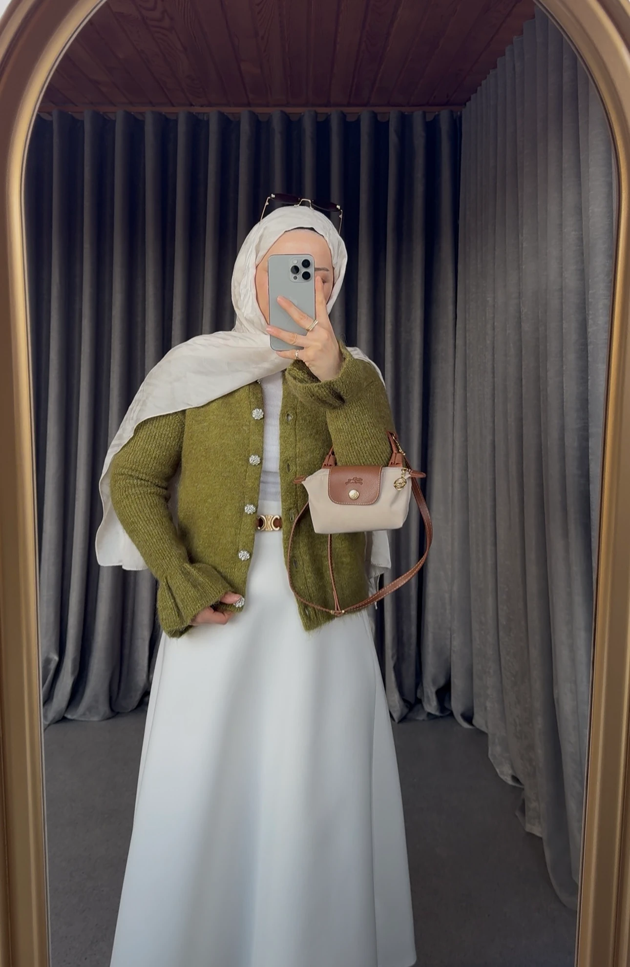 Luna Yünlü Hırka - Yağ Yeşili 