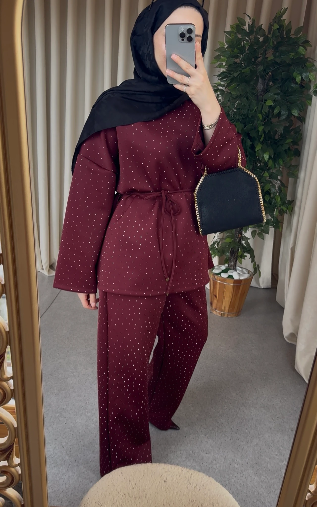 Pırıltı Scuba İkili Takım - Bordo