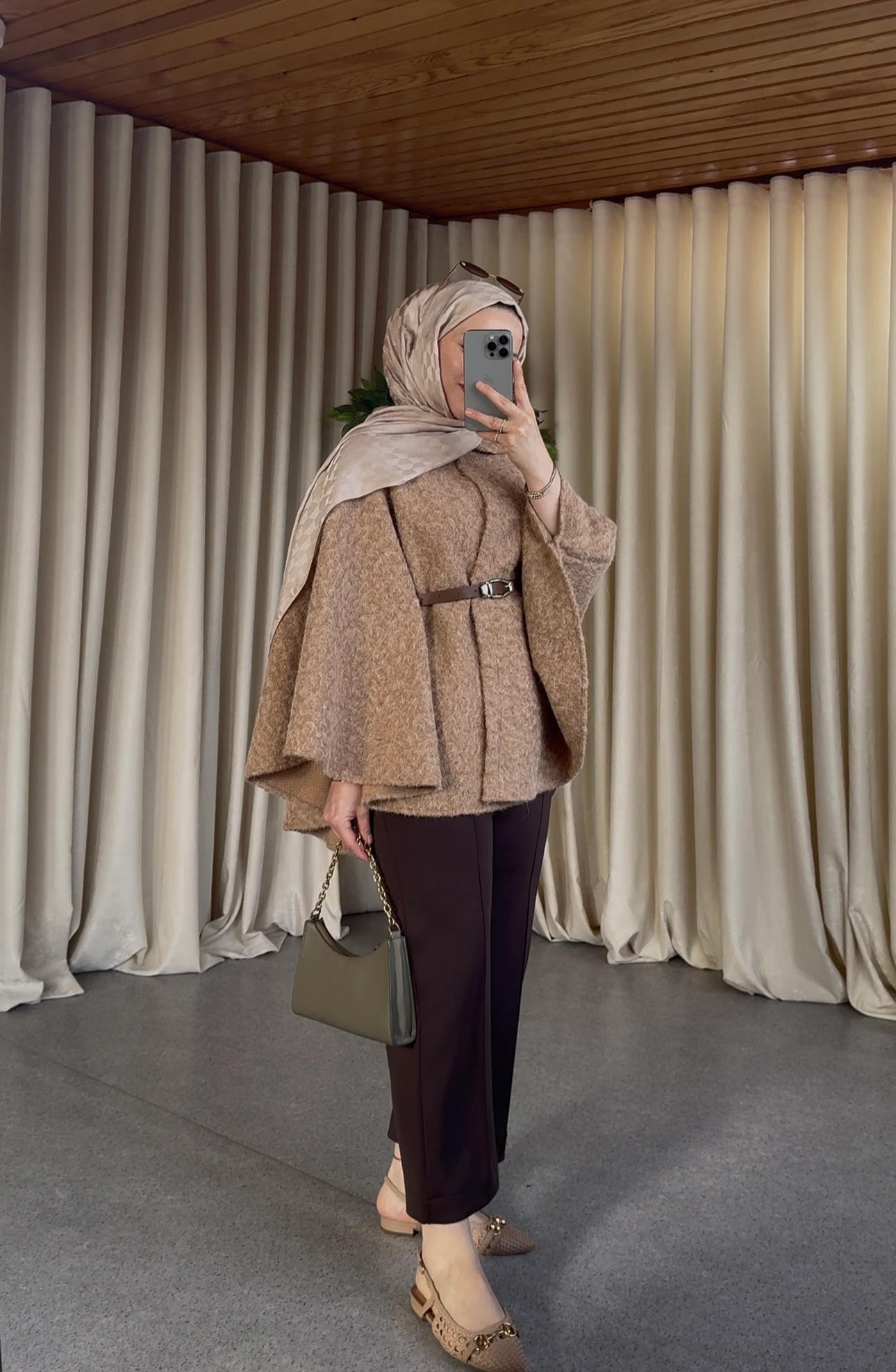 Kırçilli Uzun Panço - Devetüyü rengi 