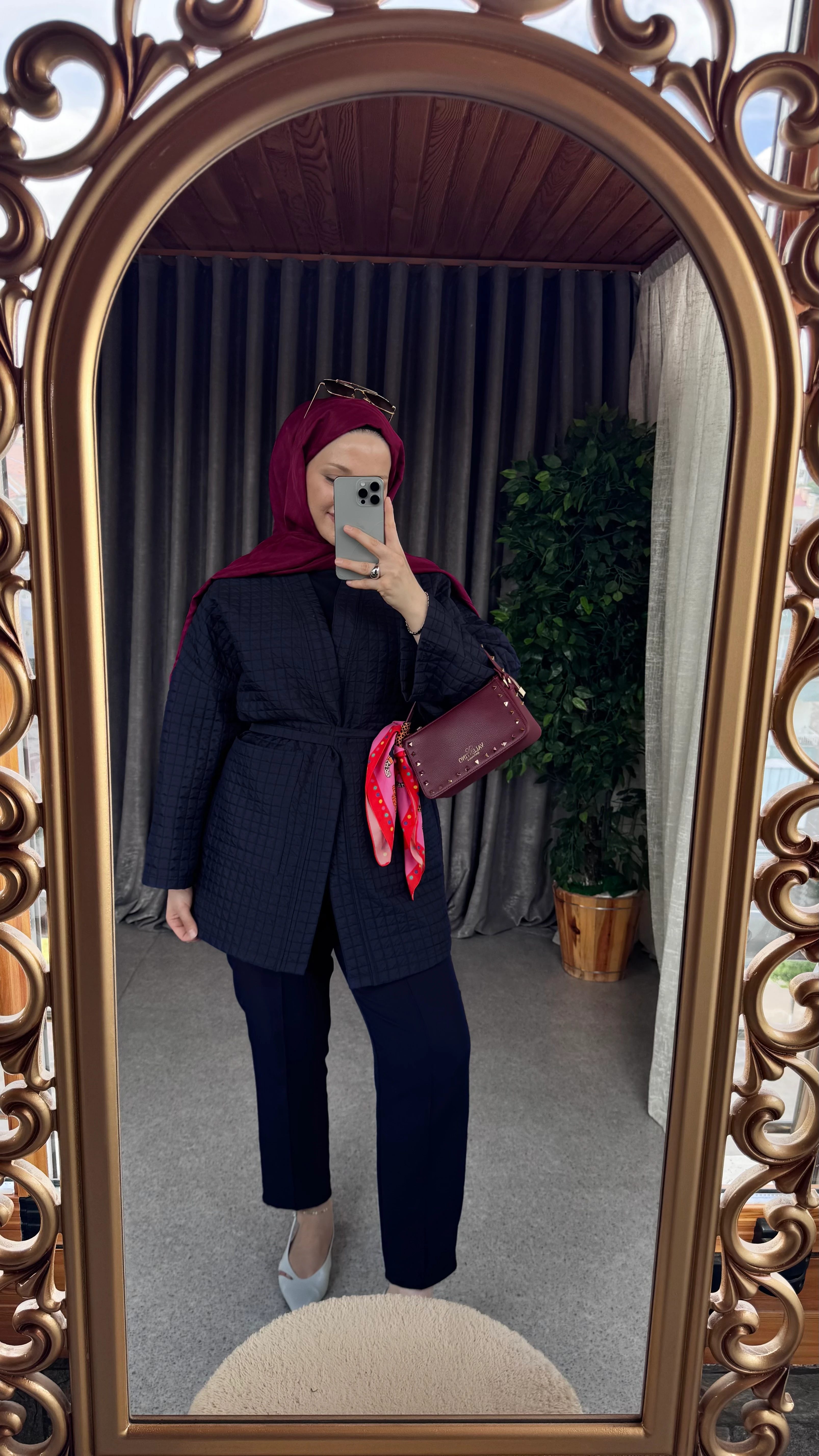 Kapitone Petek Ceket - Lacivert