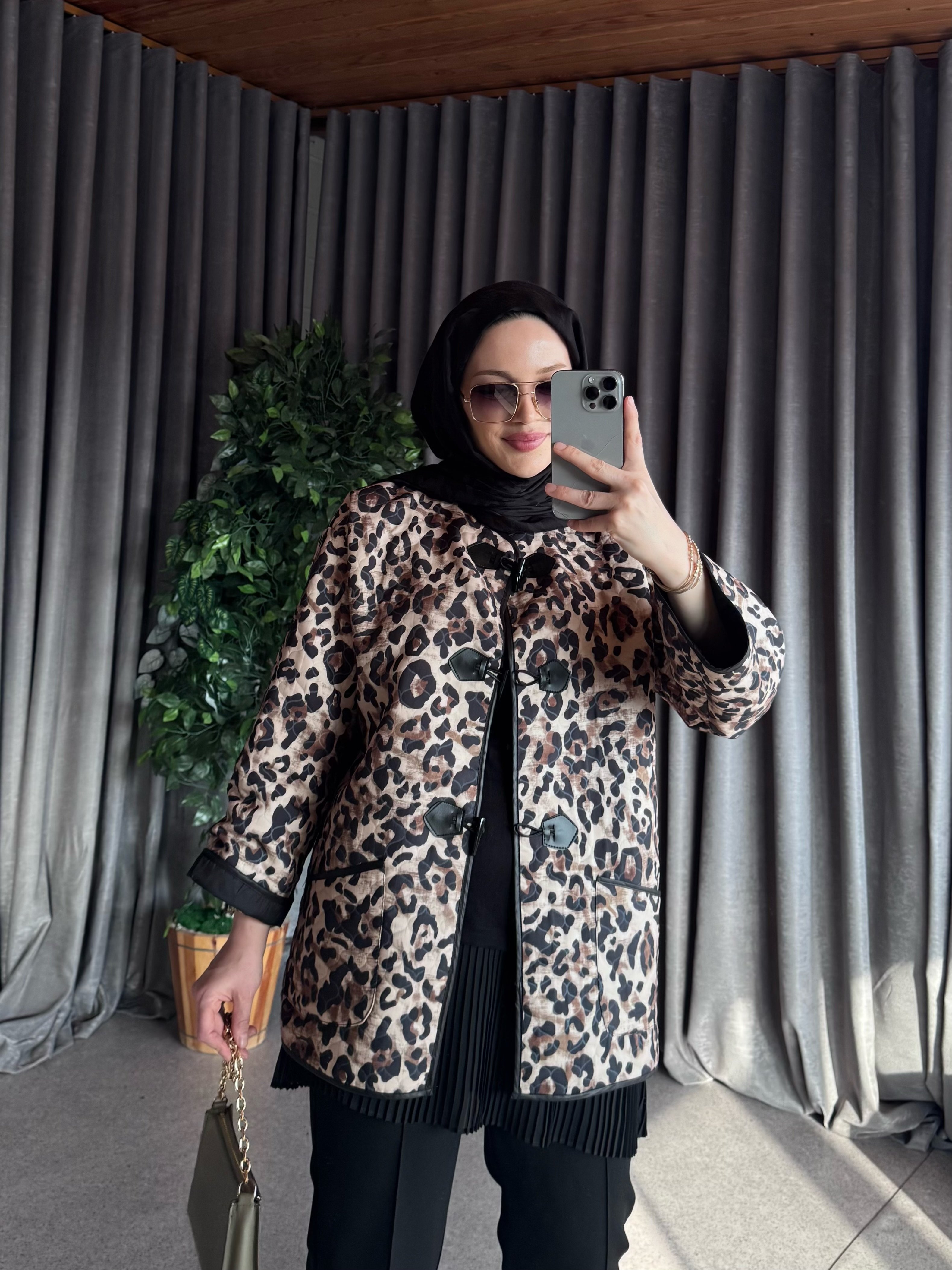 Leopar Kapitone Ceket