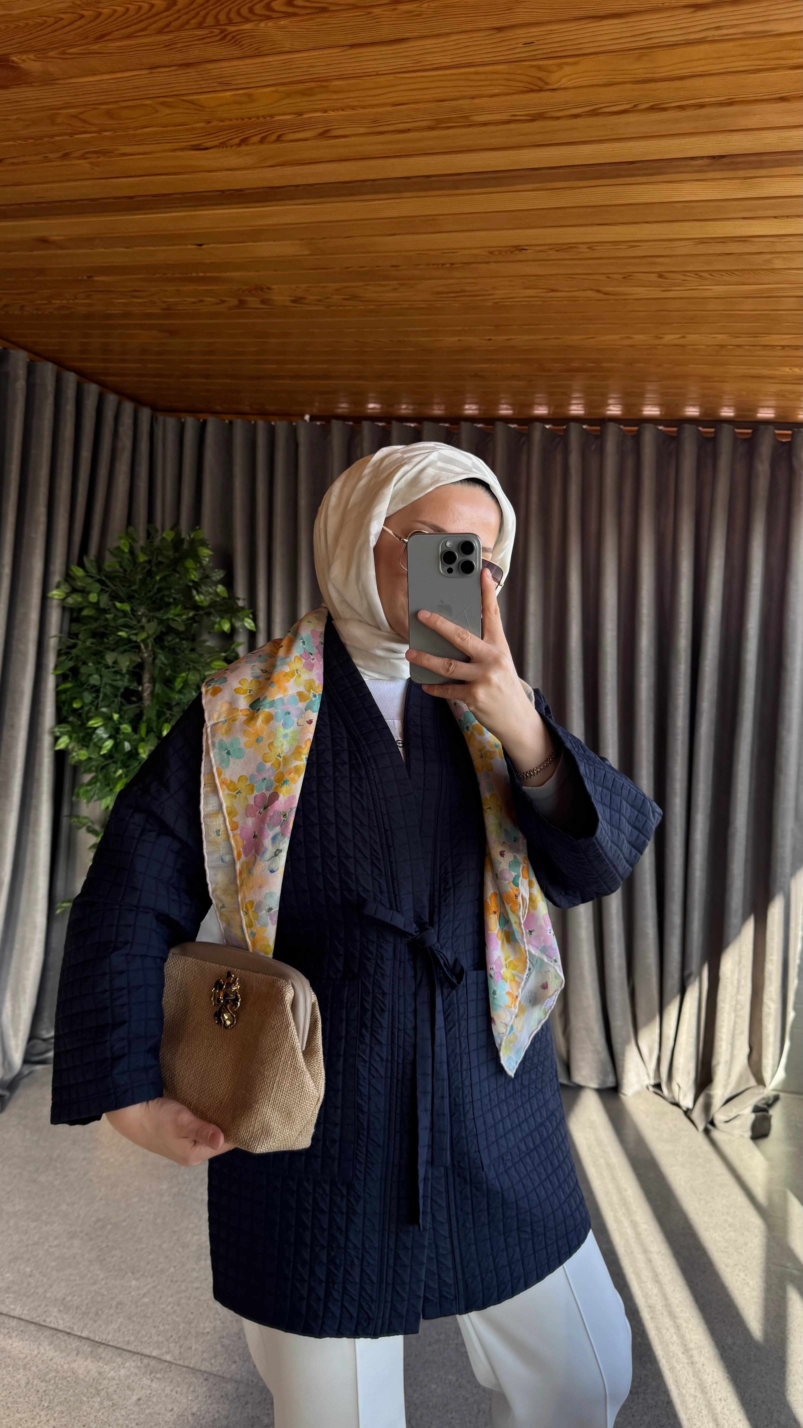 Kapitone Petek Ceket - Lacivert