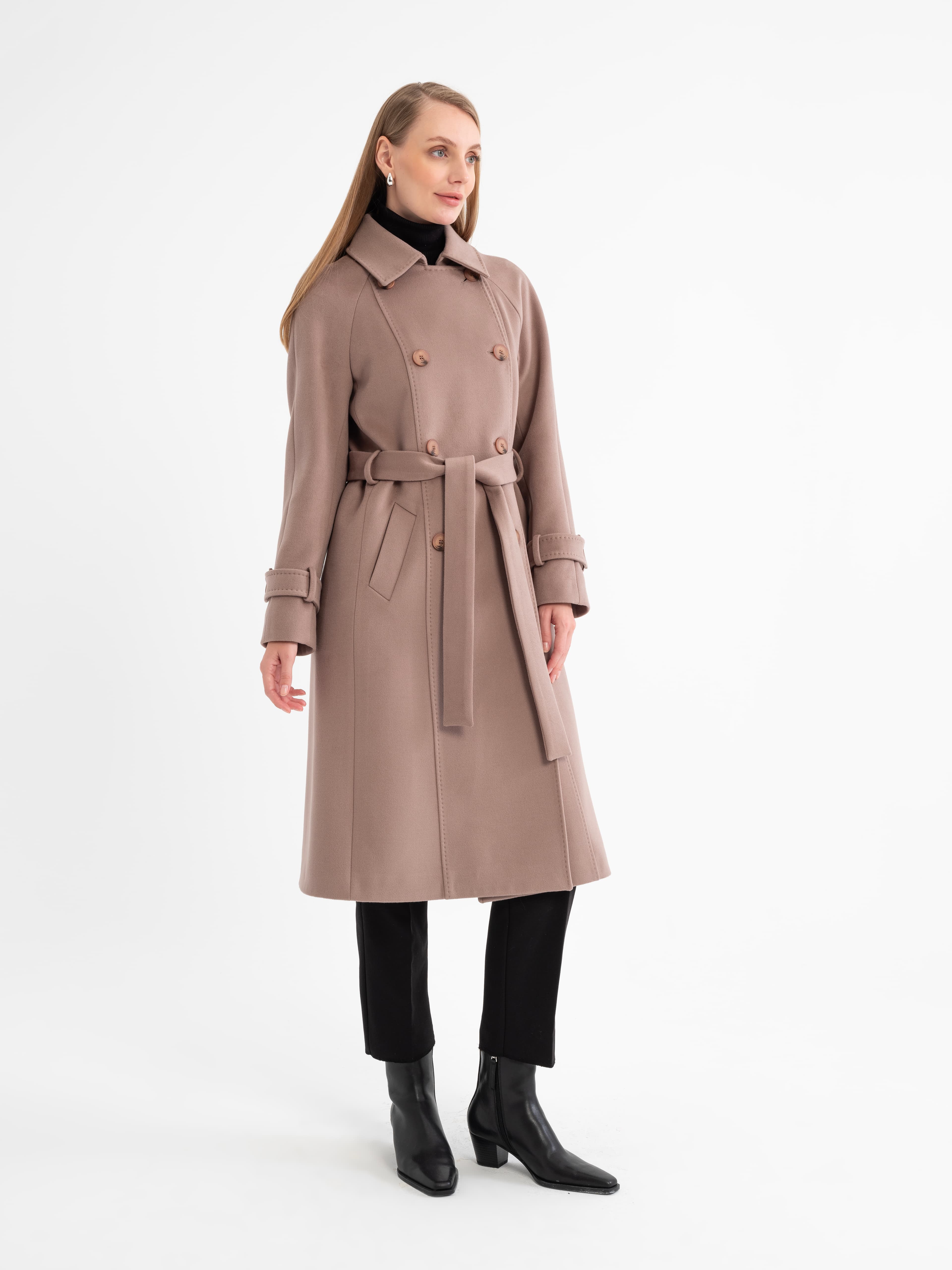 Raglan Sleeve Double-Breasted Women’s Coat 2321