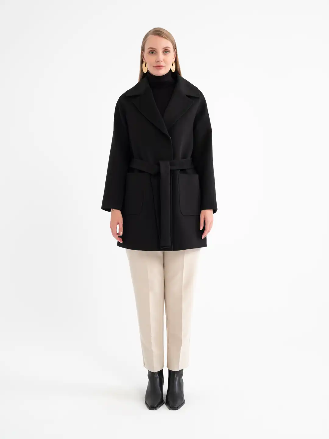 Torba Cep Oversize Kısa Kadın Kaban | Mia Kara by Roze