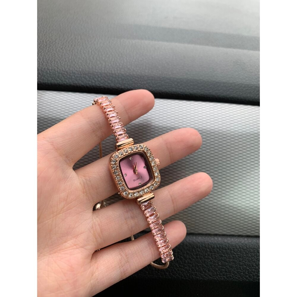Zirkon taşlı saat (PEMBE)