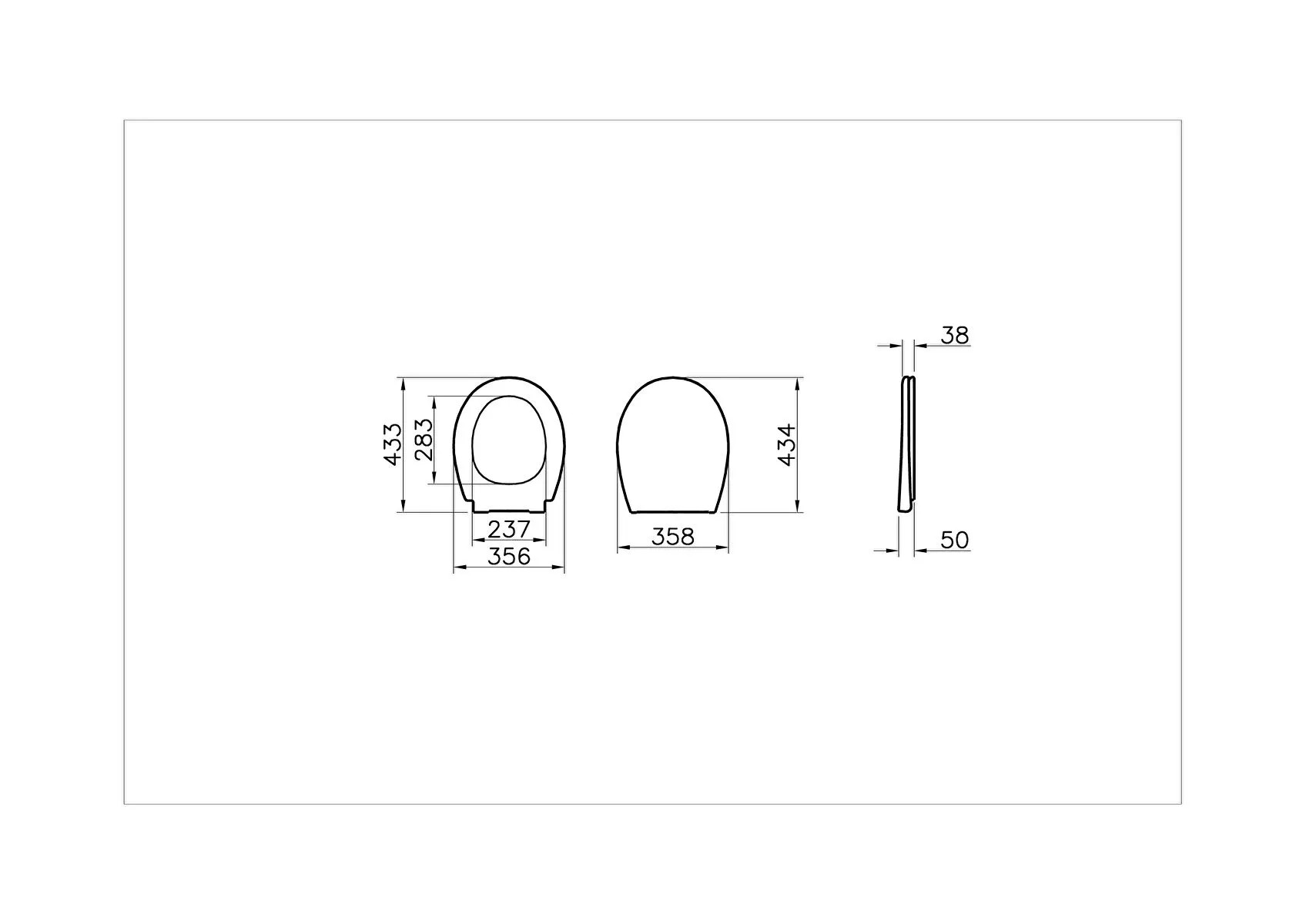 Vitra Yavaş Kapanır Klozet Kapağı (Model 1) 358x426mm