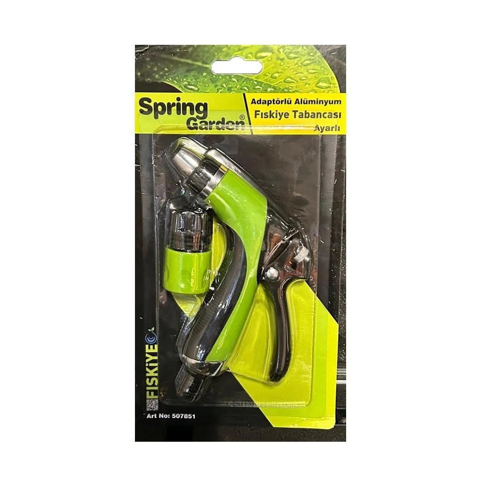 Spring Garden Adaptörlü Fıskiye Tabancası Ayarlı - Alüminyum / Plastik Uç Seçenekleri (507851/507861)
