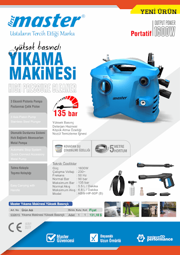 FİRST MASTER PORTATİF OTO YIKAMA MAKİNASI 135 BAR