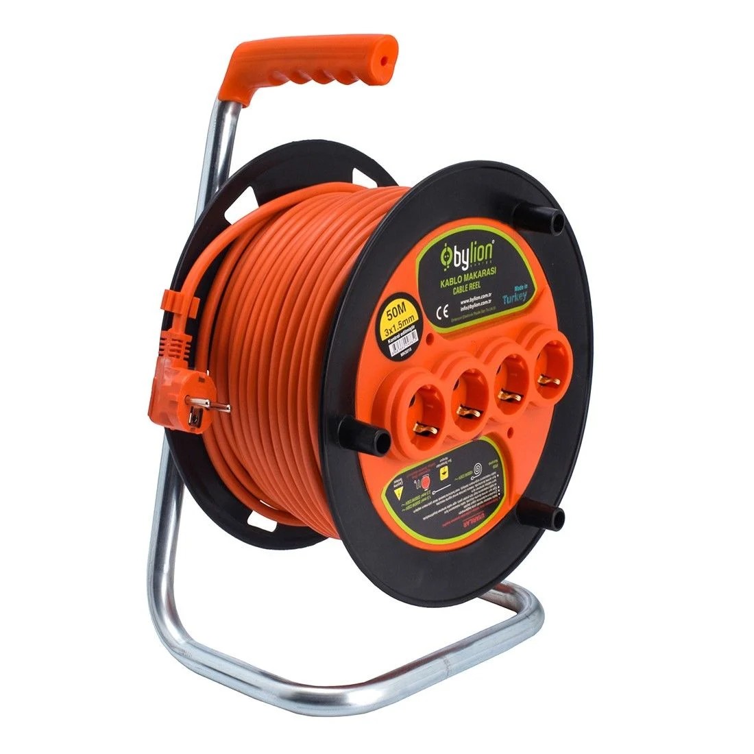 Bylion Seyyar Makaralı Uzatma Kablosu (3x2,5mm) - 30m / 40m / 50m Seçenekleriyle
