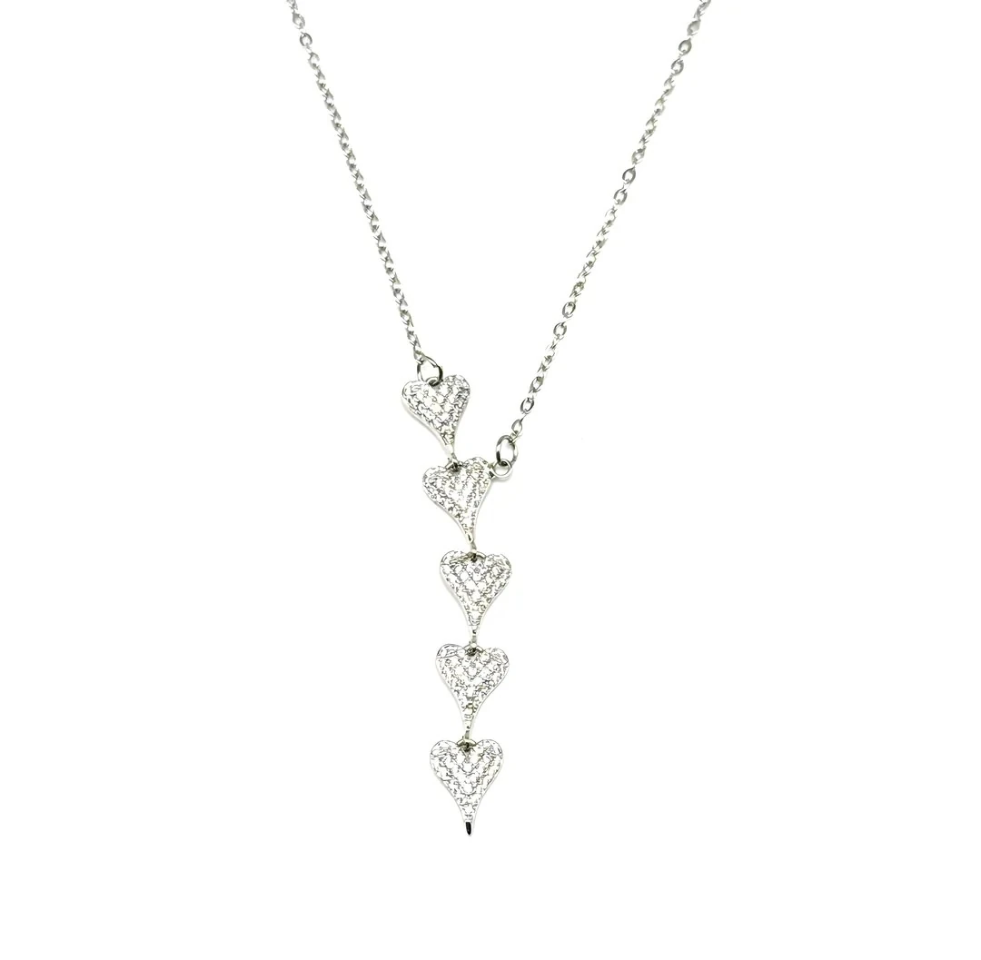 Gümüş Renk Çelik Y Kalp Kolye