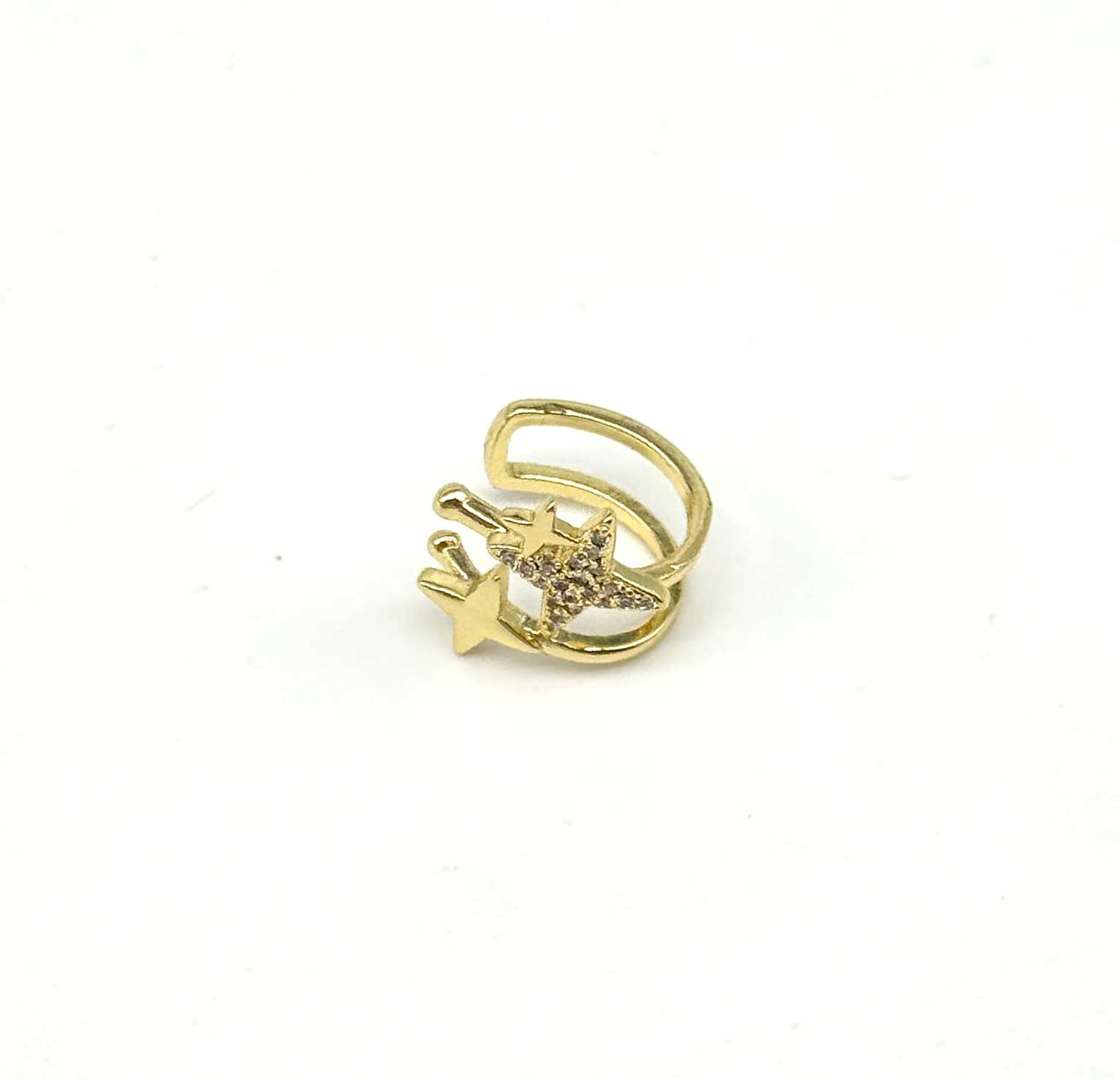⭐️ Üç Yıldız Kıkırdak Küpe – Gold Earcuff