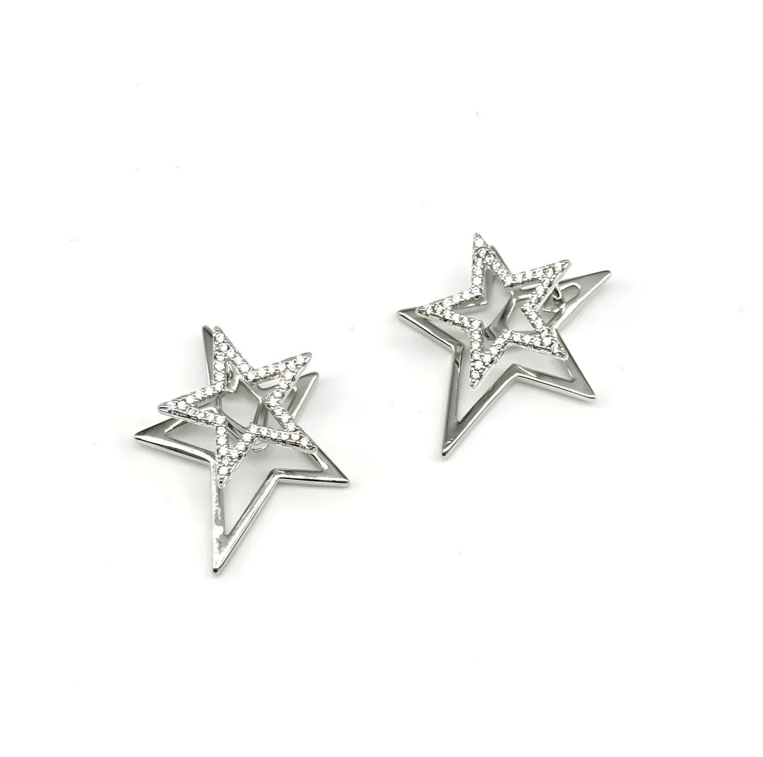 3 Boyutlu Yıldız Silver Küpe