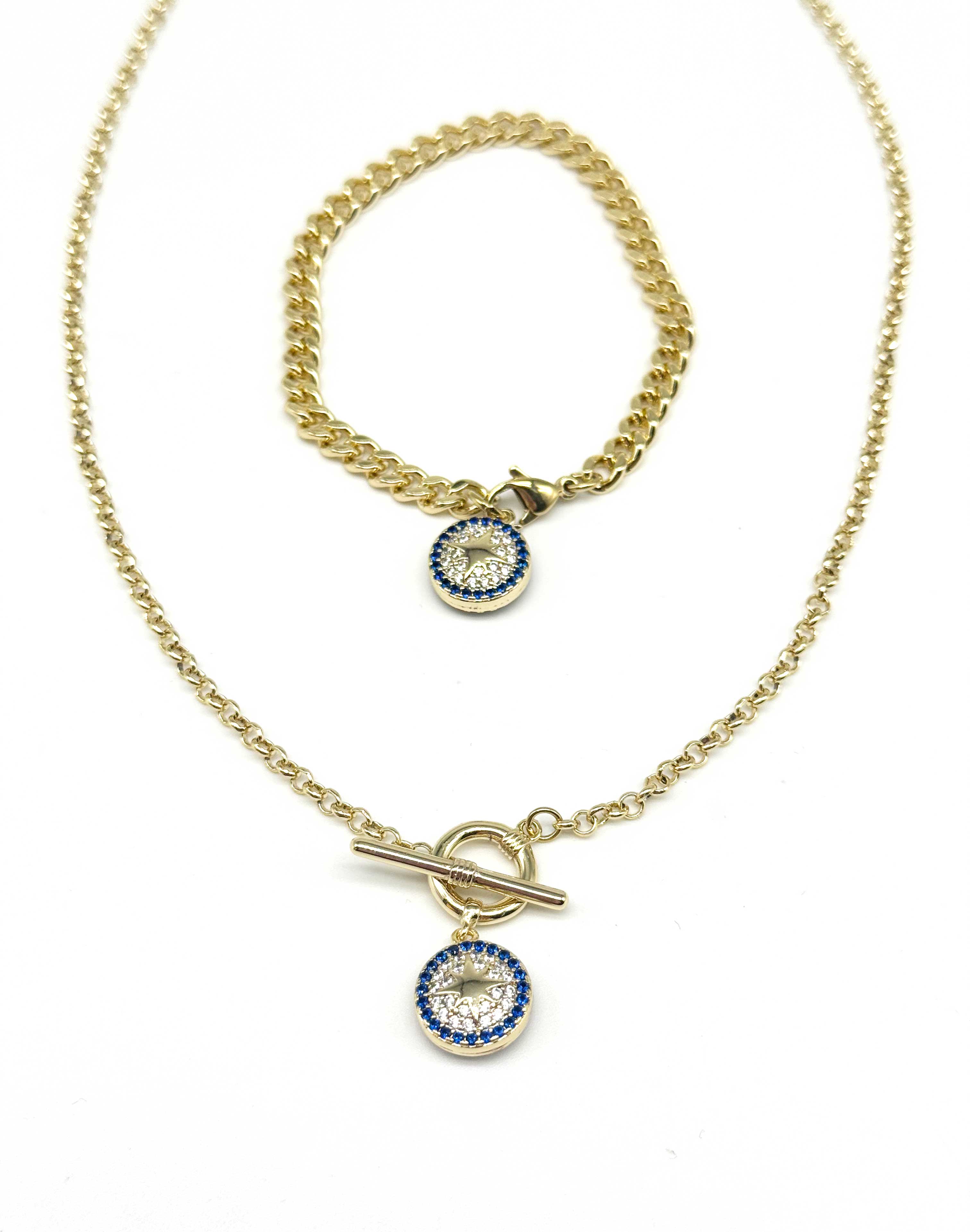  Gold Yıldızlı Bileklik & Kolye Seti 