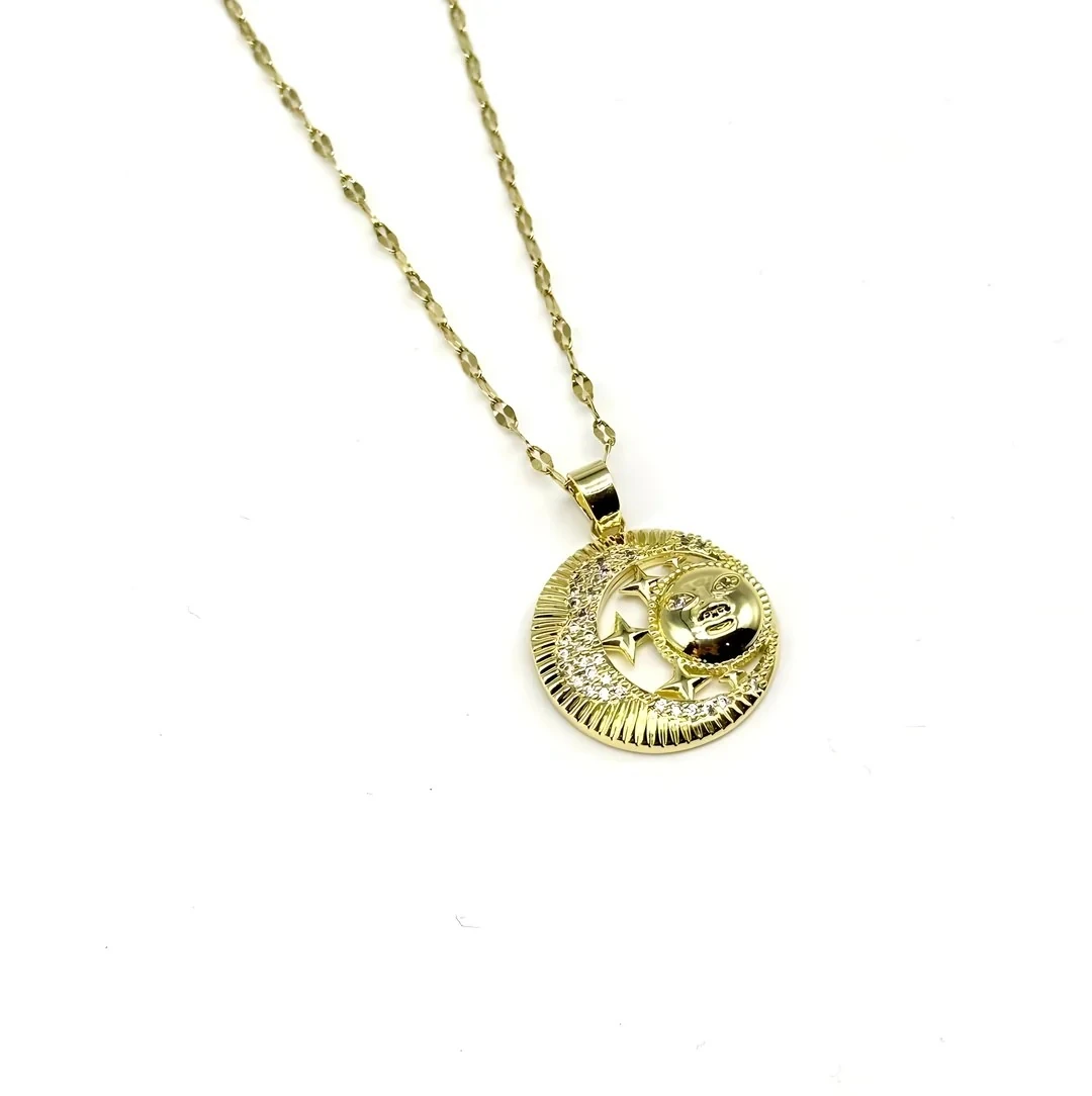 Ay, Güneş ve Yıldız Kolye – 316L Cerrahi Çelik