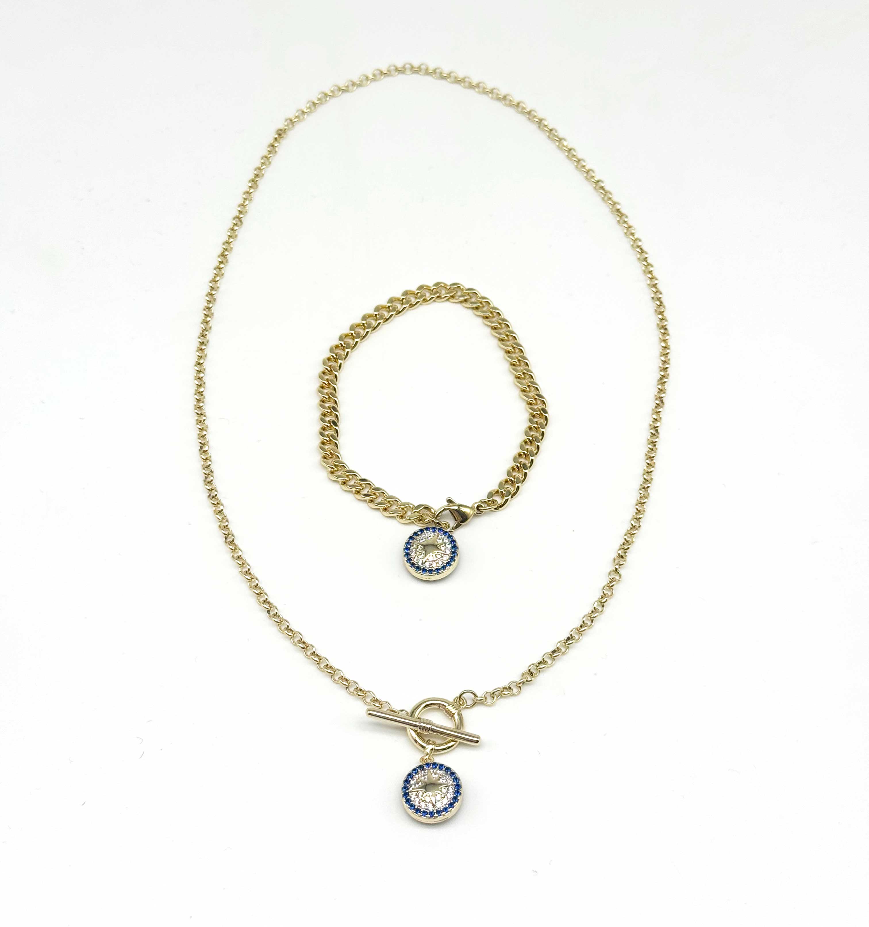  Gold Yıldızlı Bileklik & Kolye Seti 