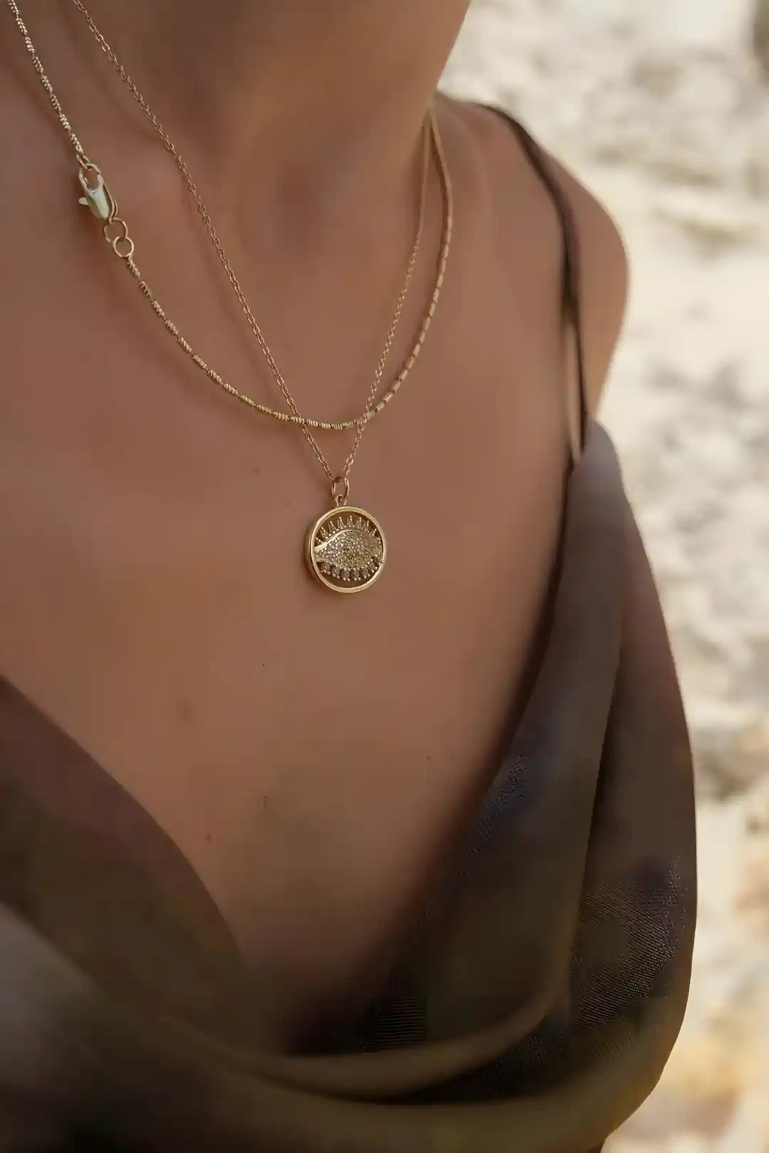 Zirkon Taş Göz Model Kolye