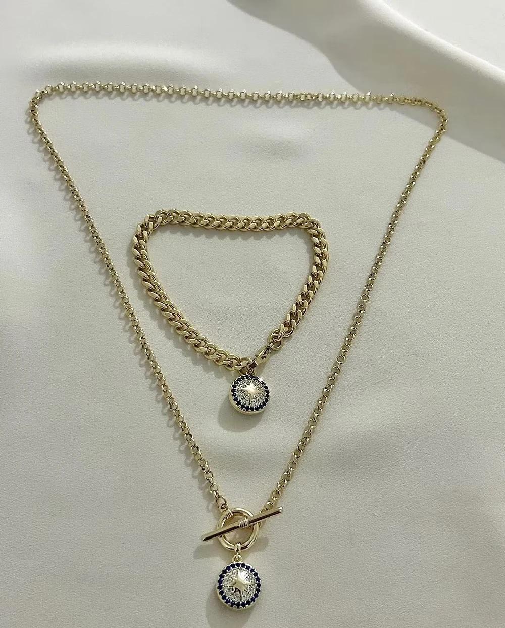  Gold Yıldızlı Bileklik & Kolye Seti 