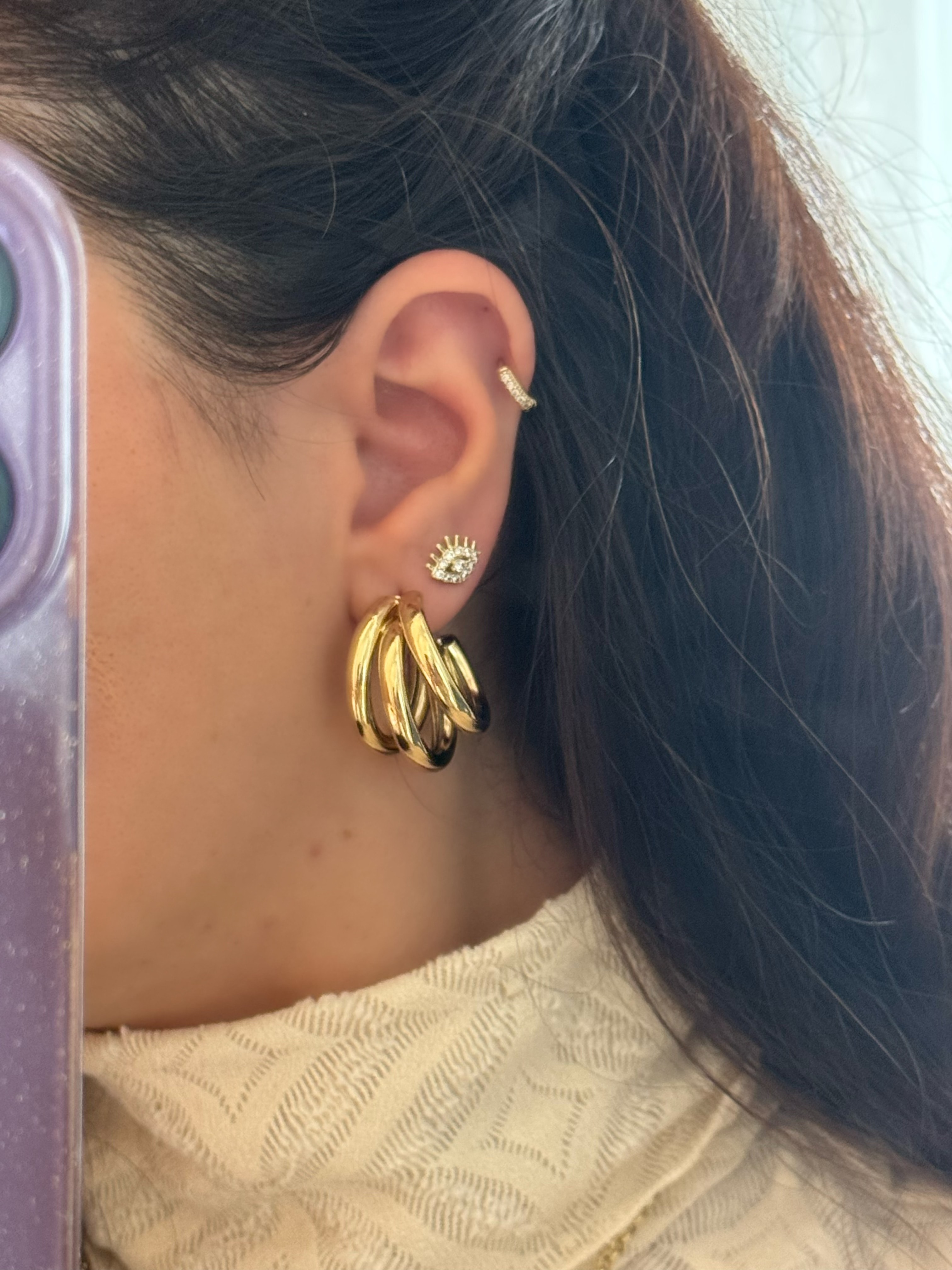 Mini Göz Zımba Küpe – Gold