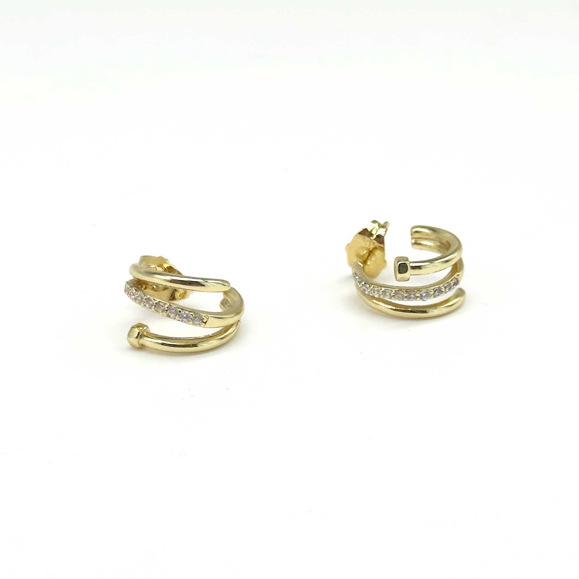 Minimalist Üçlü Zirkon Çivi Küpe