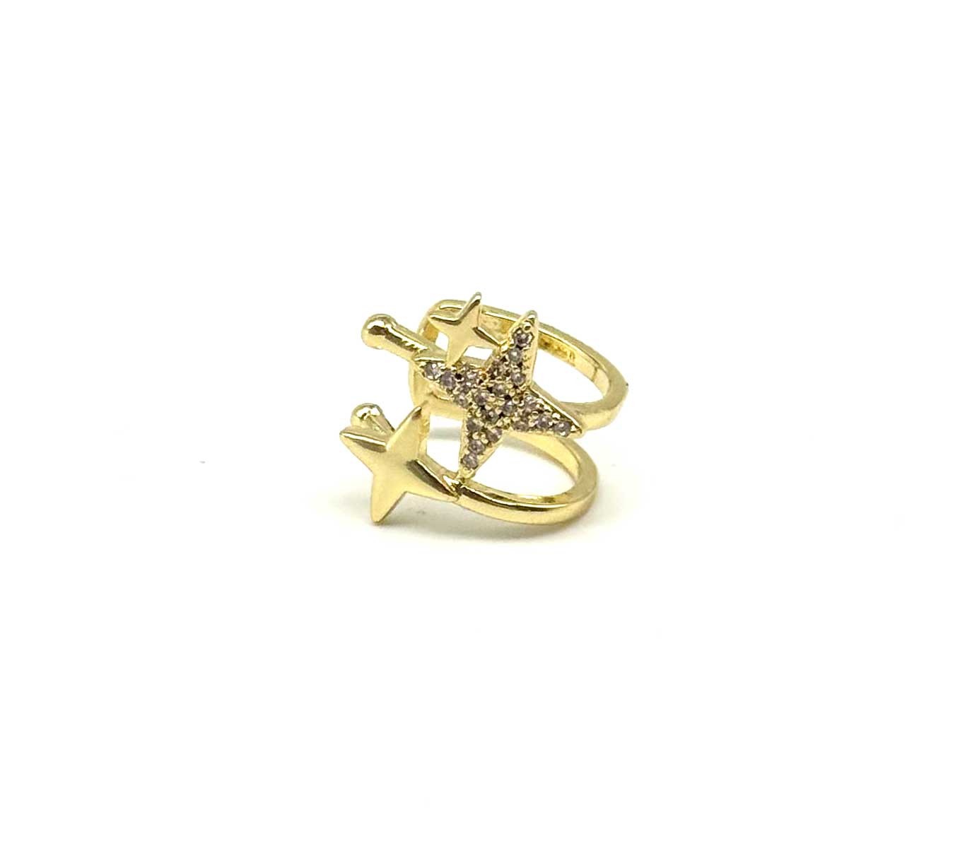⭐️ Üç Yıldız Kıkırdak Küpe – Gold Earcuff