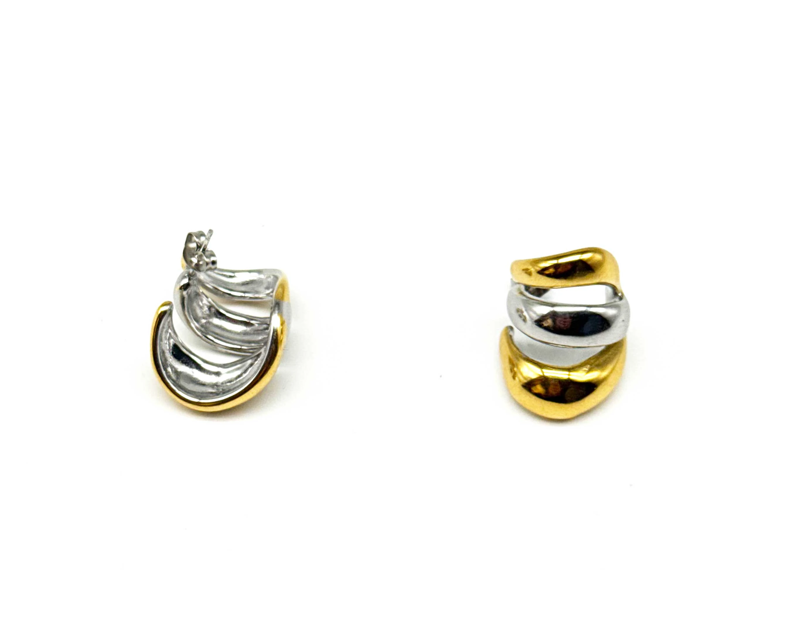 Gümüş Gold Bombe Küpe – 3’lü Görünüm