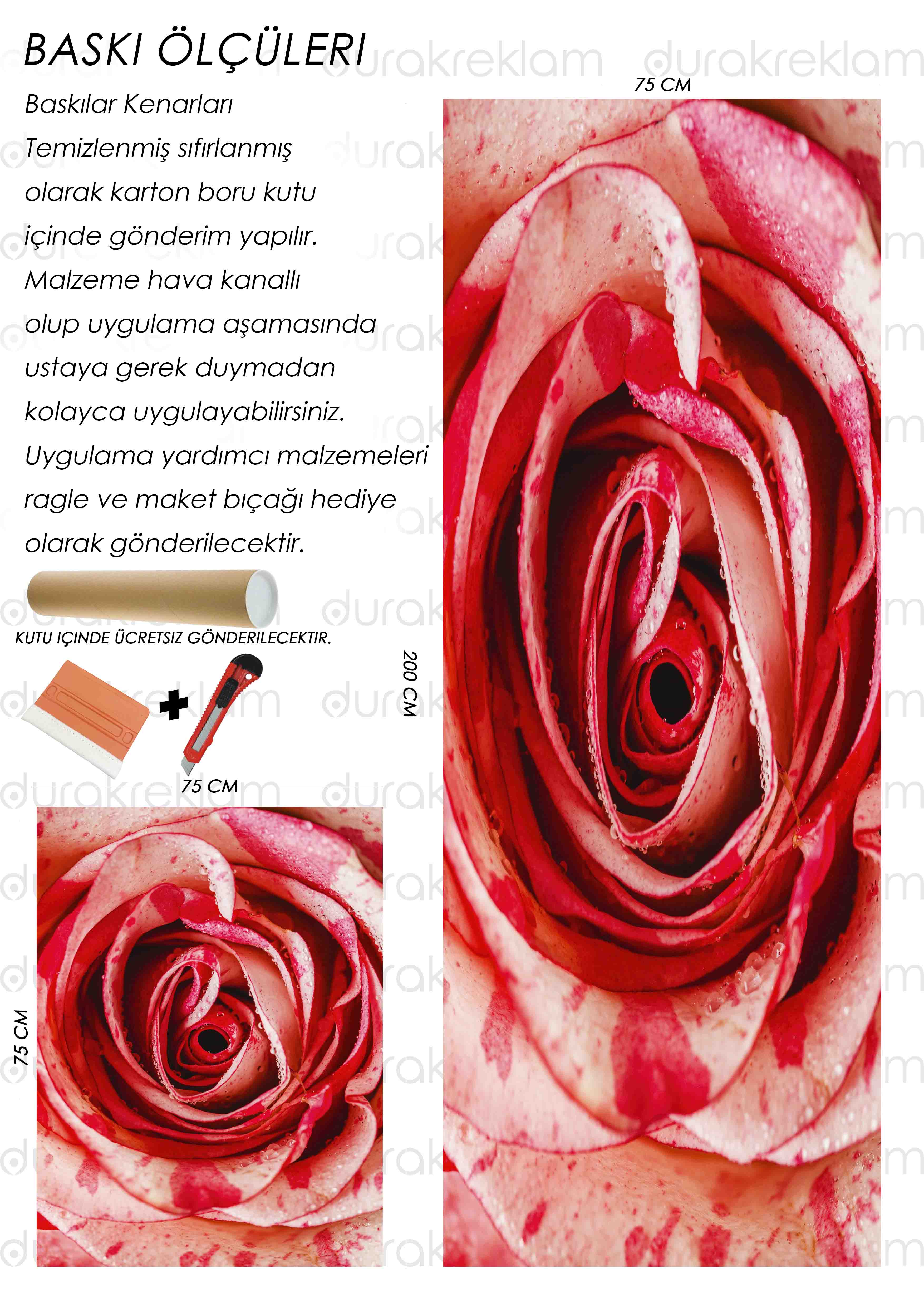 Gül Desenli Folyo Kaplama