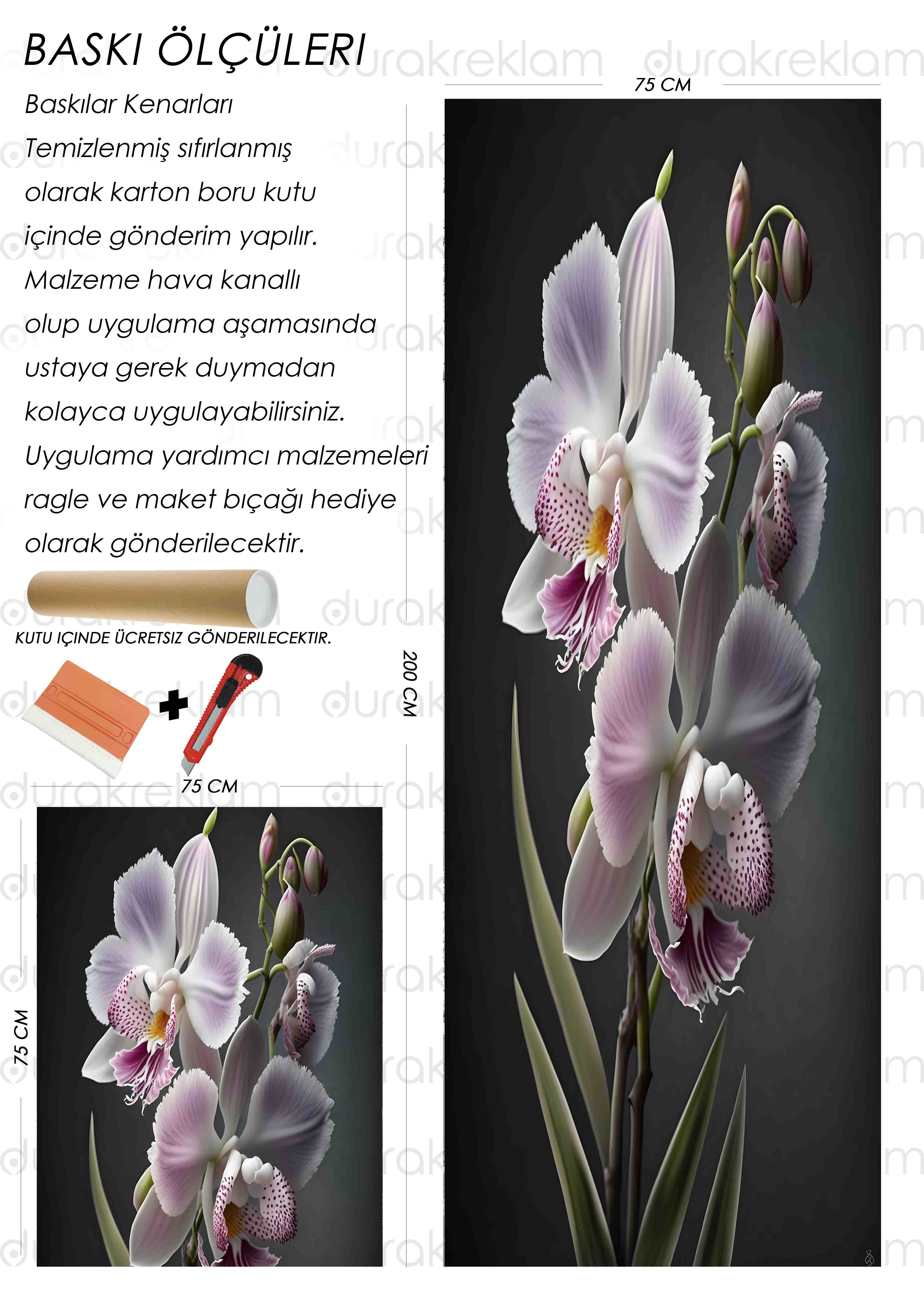 Orkide çiçeiği folyo baskı