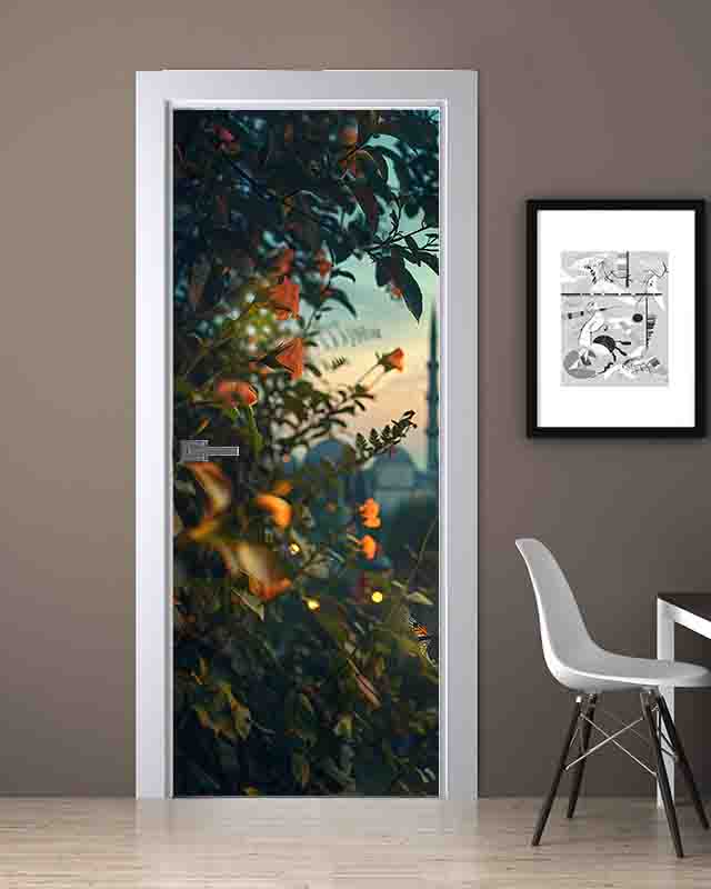 Çiçek desenli Buzdolabı kapı ve bulaşık makinası kaplama