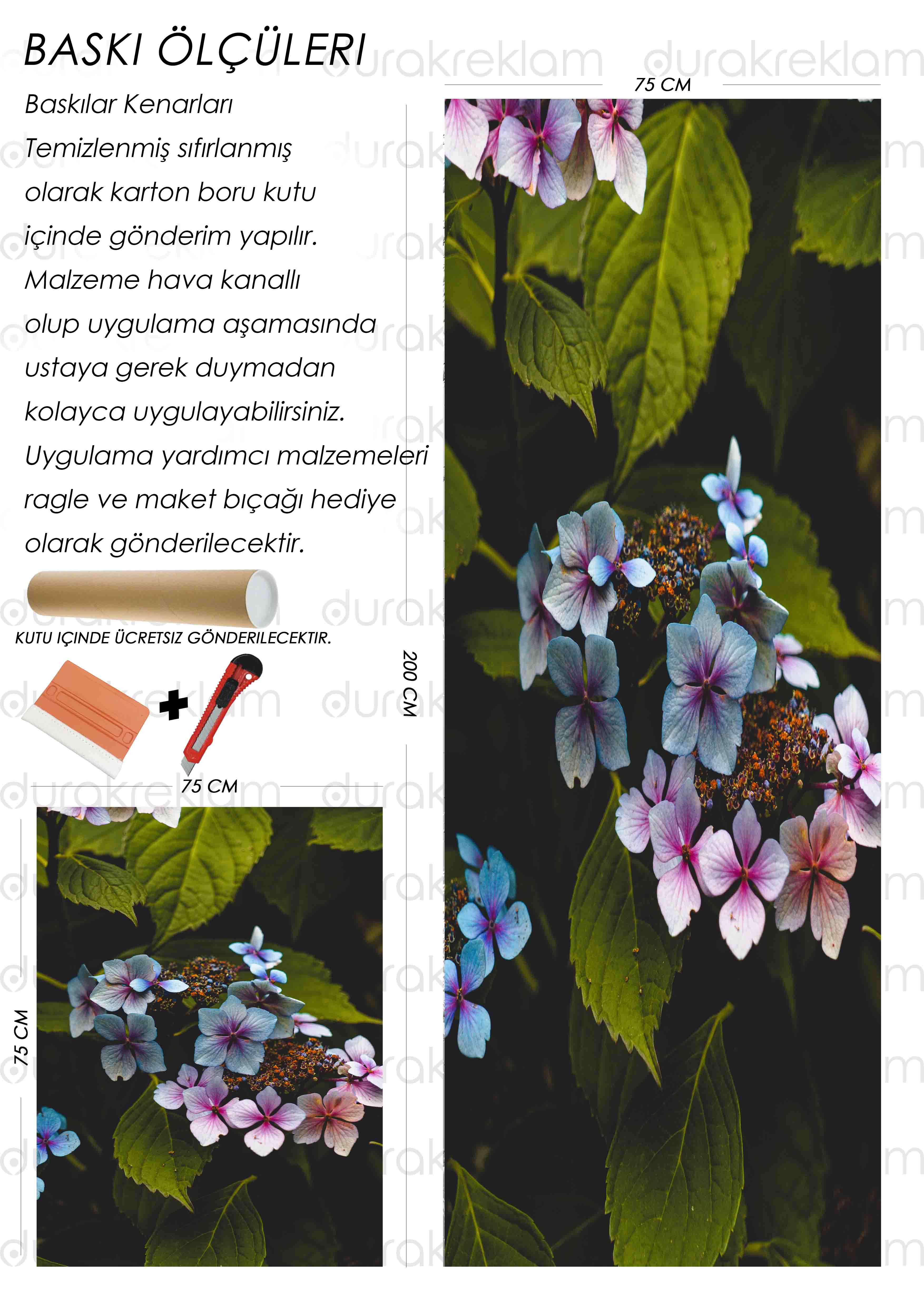 Çiçek Desenli Folyo Kaplama