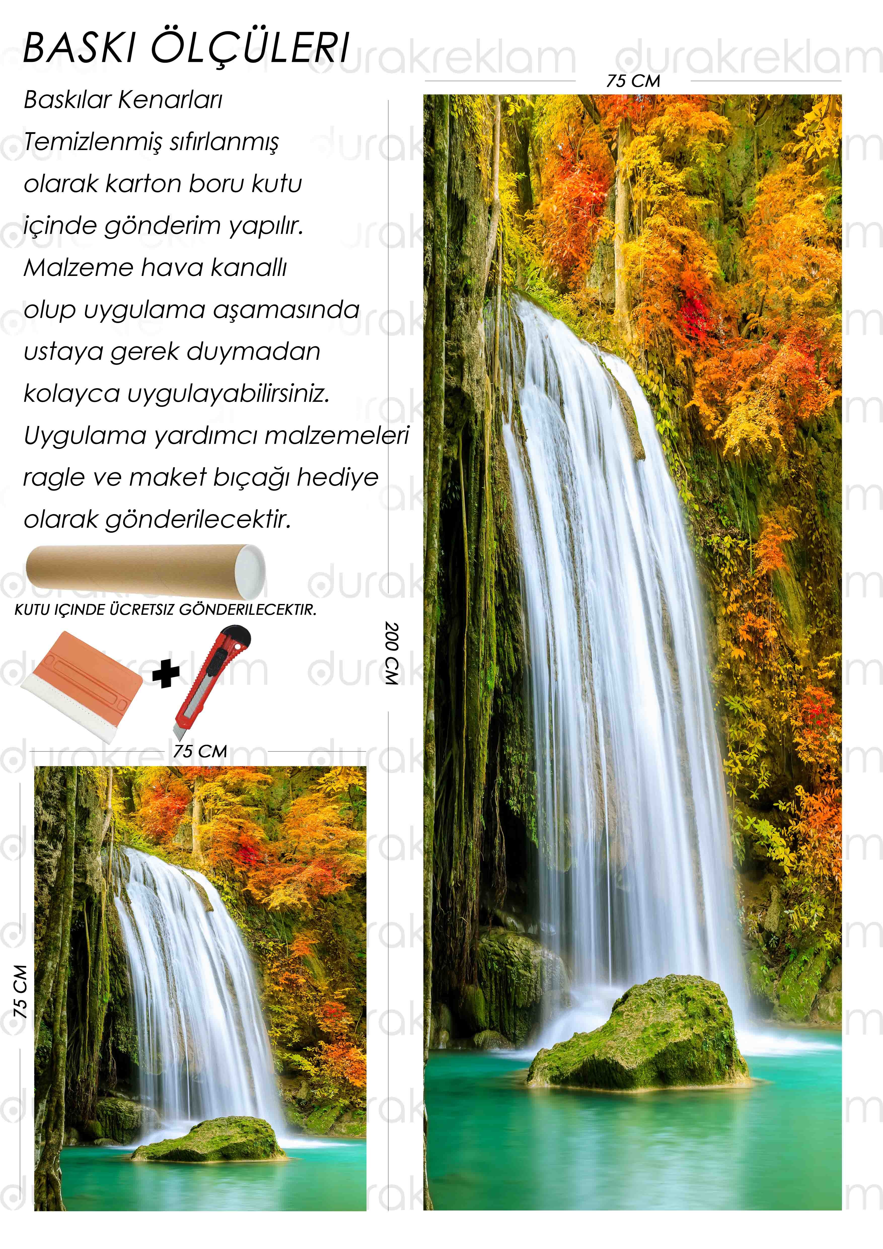 Şelale Desenli Folyo Baskı Kaplama