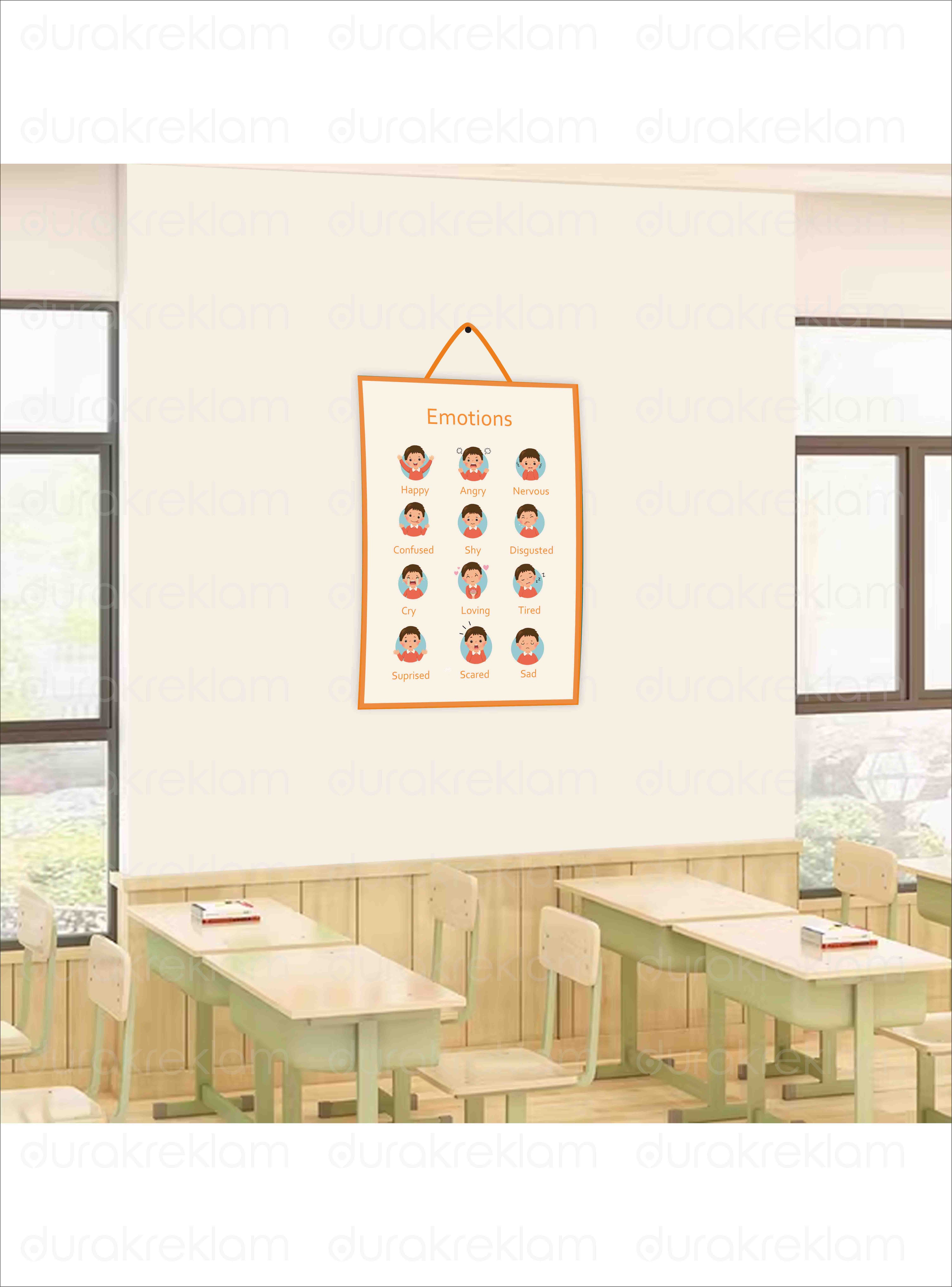 İngilizce duygular Öğretici Poster PVC