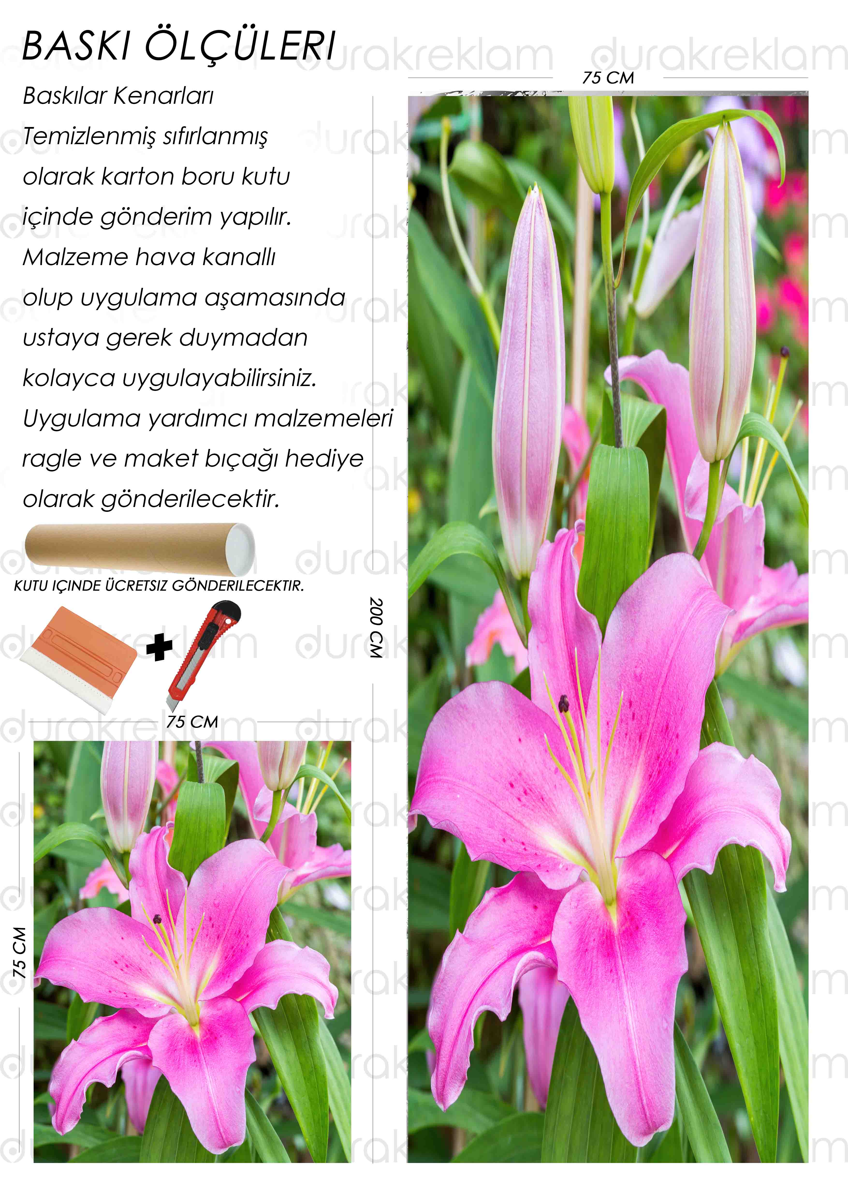 Zambak Çiçeği Folyo Baskı Kaplama