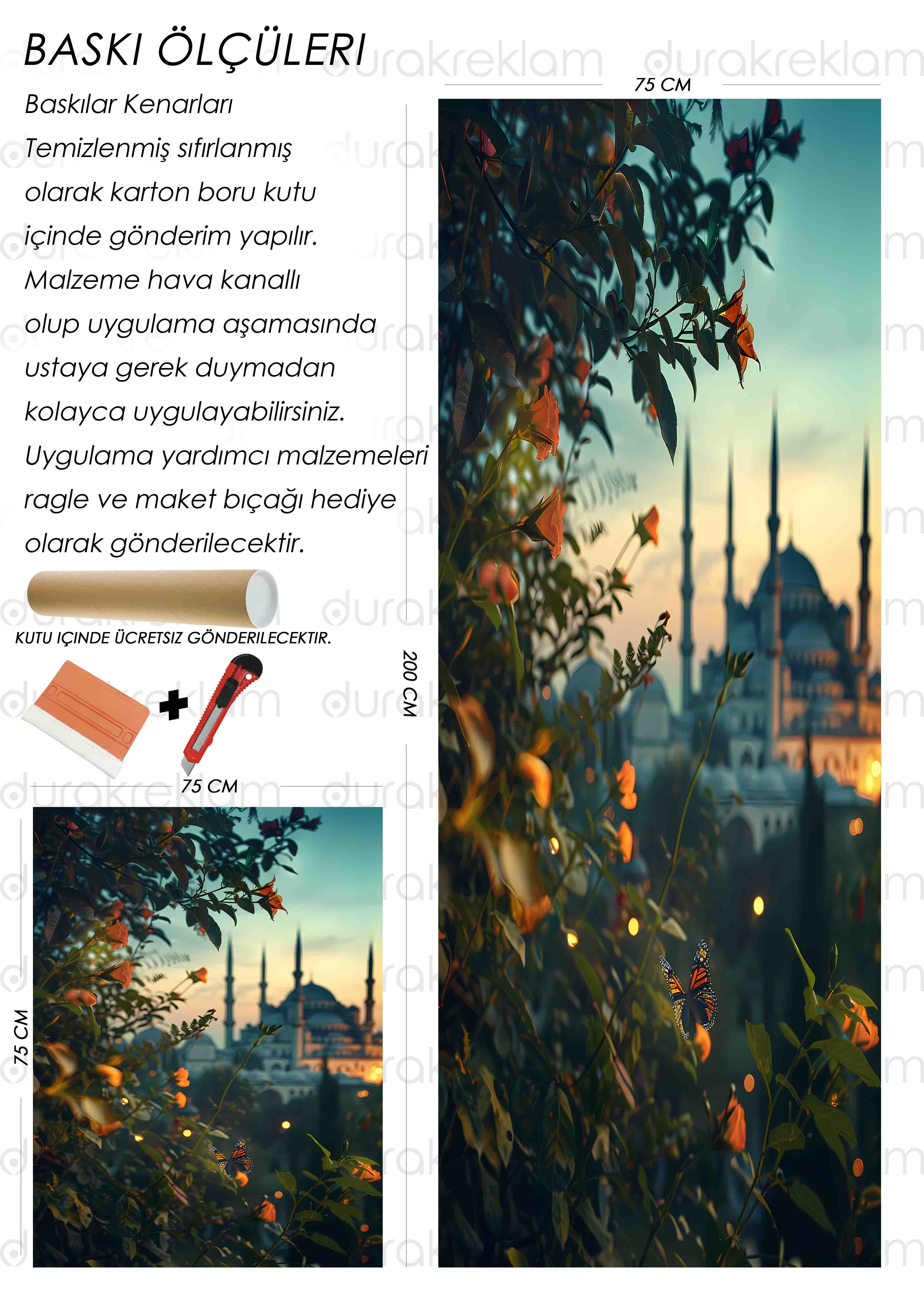 Çiçek desenli Buzdolabı kapı ve bulaşık makinası kaplama