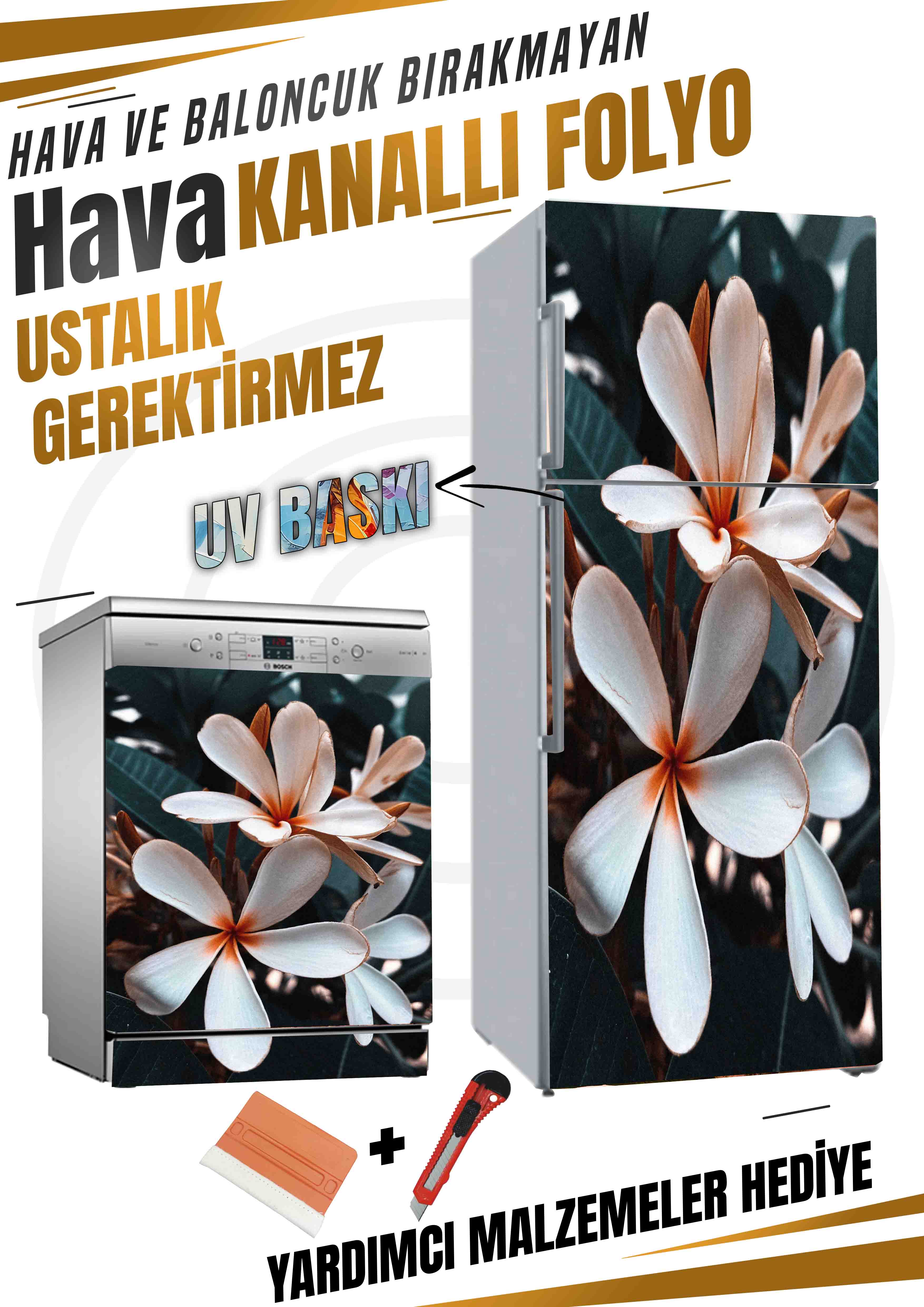 Frangipani Çiçeği Folyo Baskı Kaplama