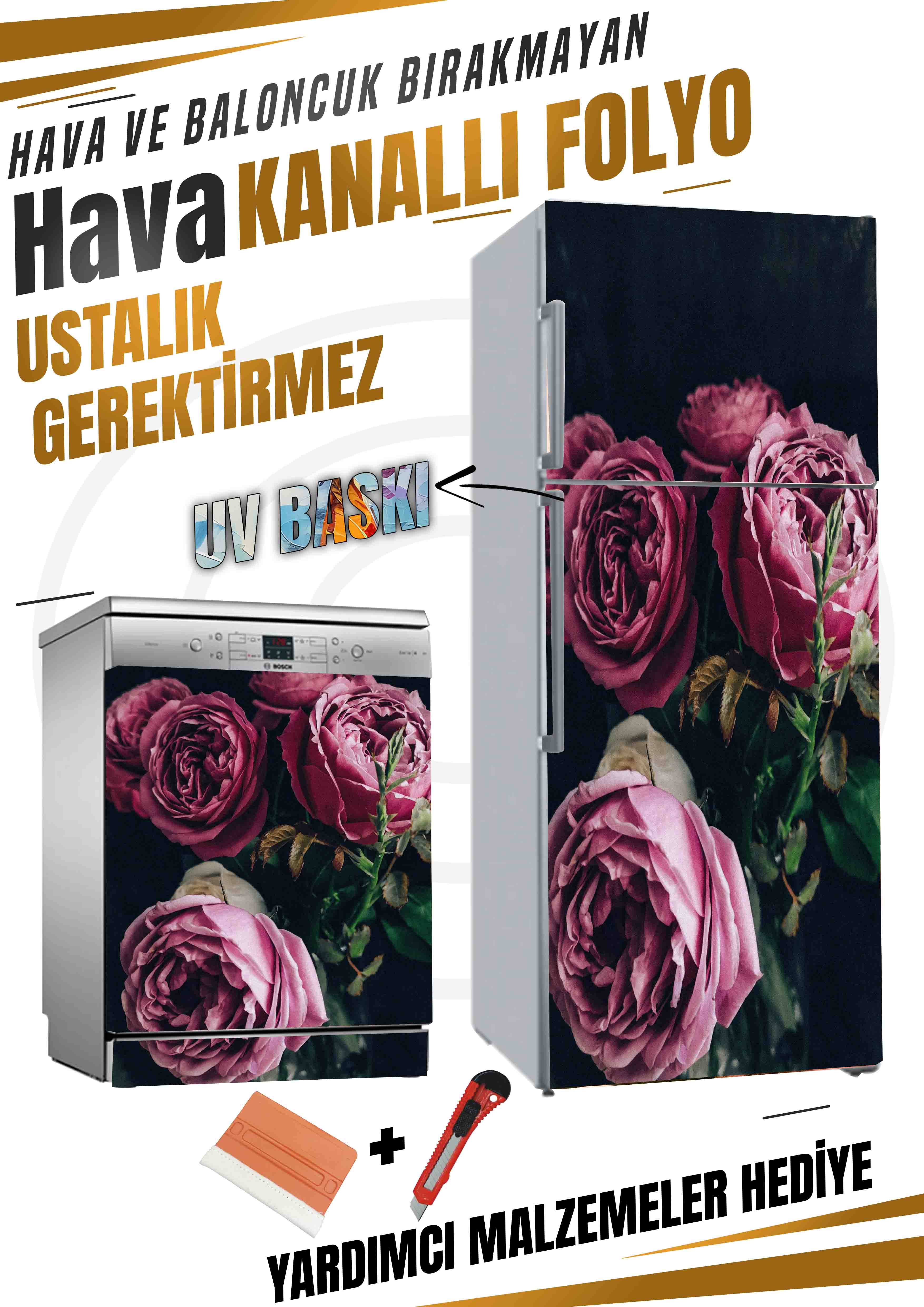 Gül Desenli Folyo Kaplama