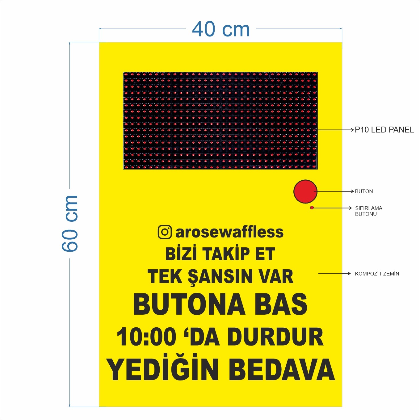 Bedava Yemek Acun Butonlu tabela
