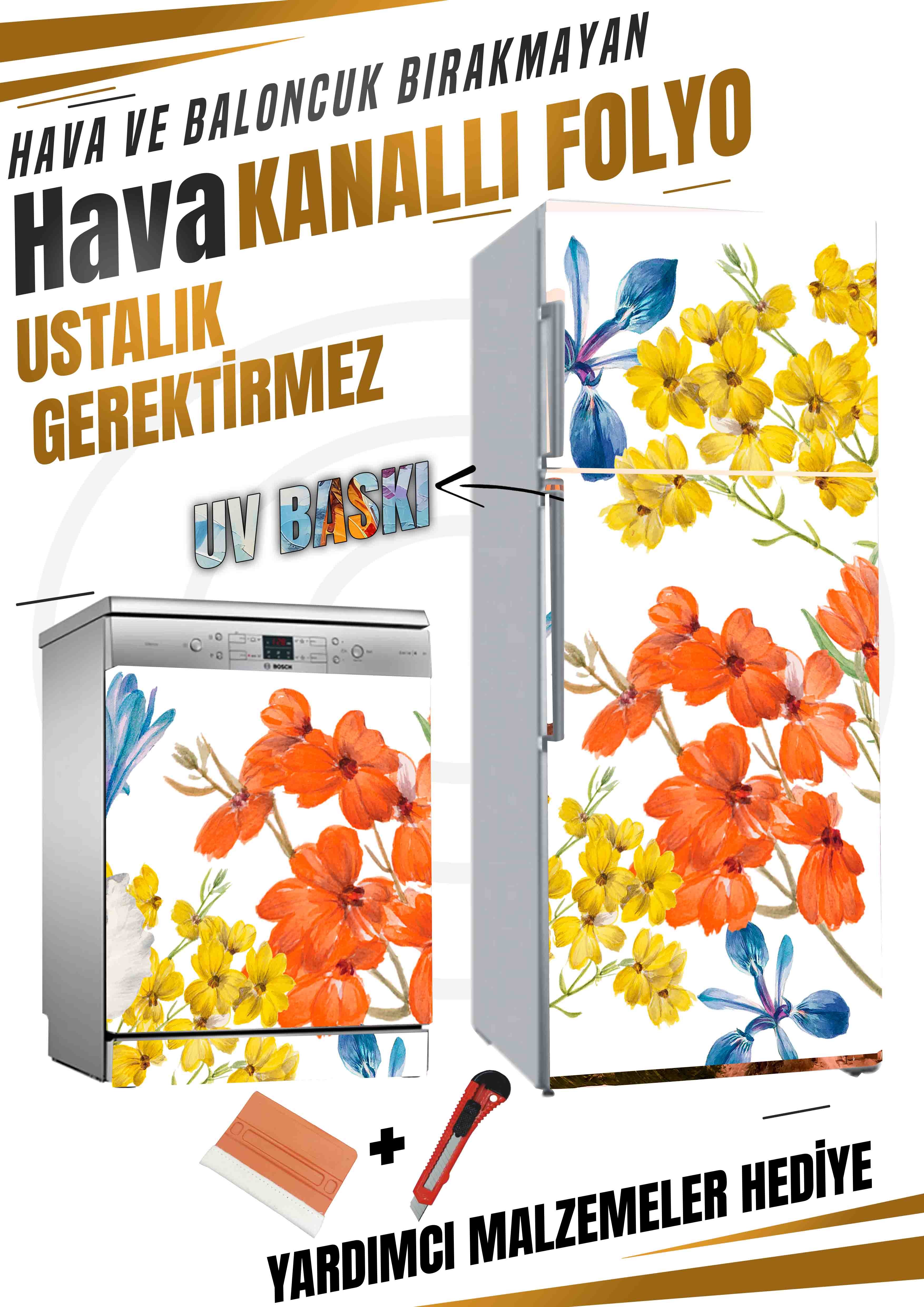 Çiçek Desenli Folyo Baskı Kaplama
