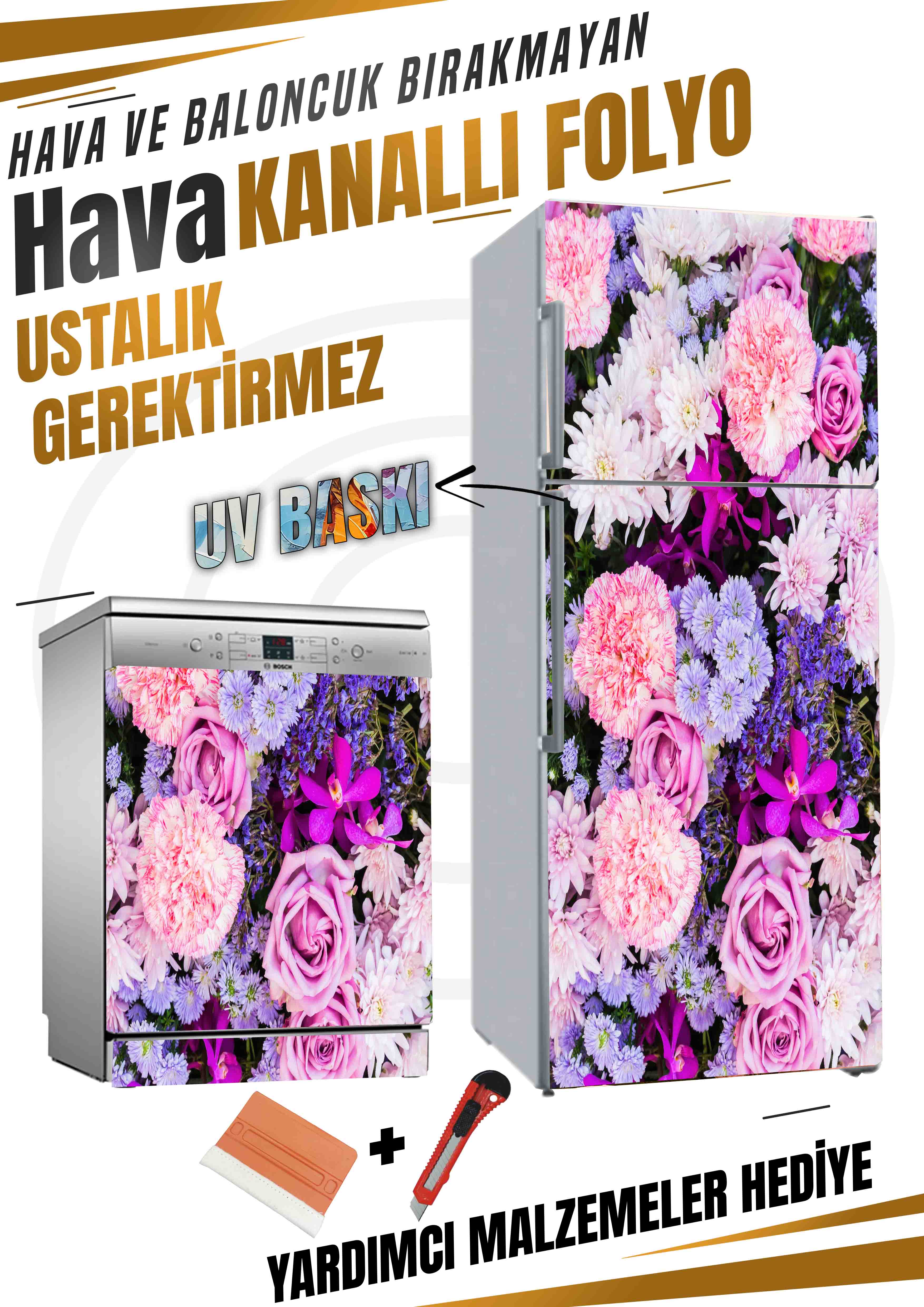 Çiçek Desenli Folyo Kaplama