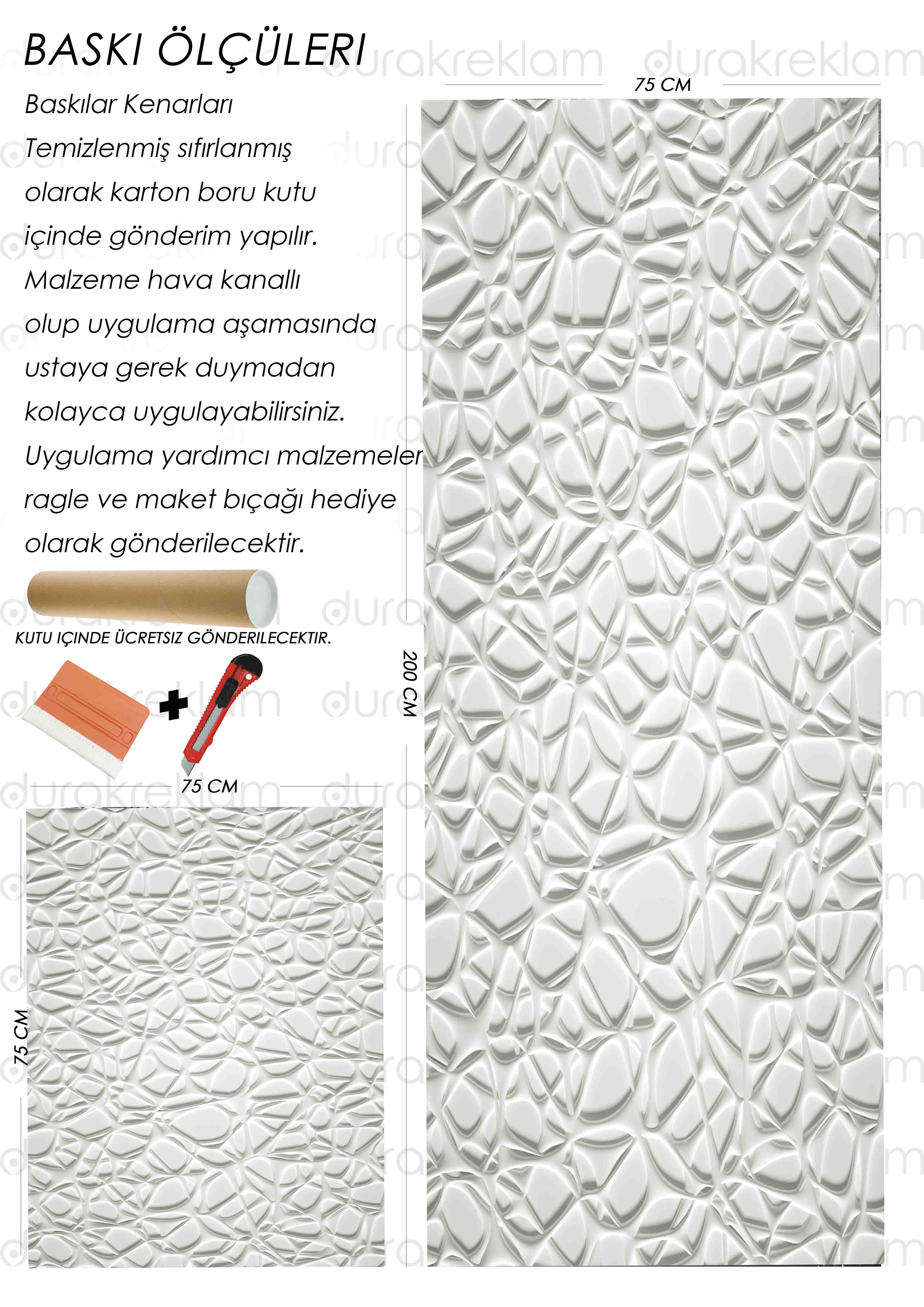 Beyaz Desenli Folyo Baskı Kaplama