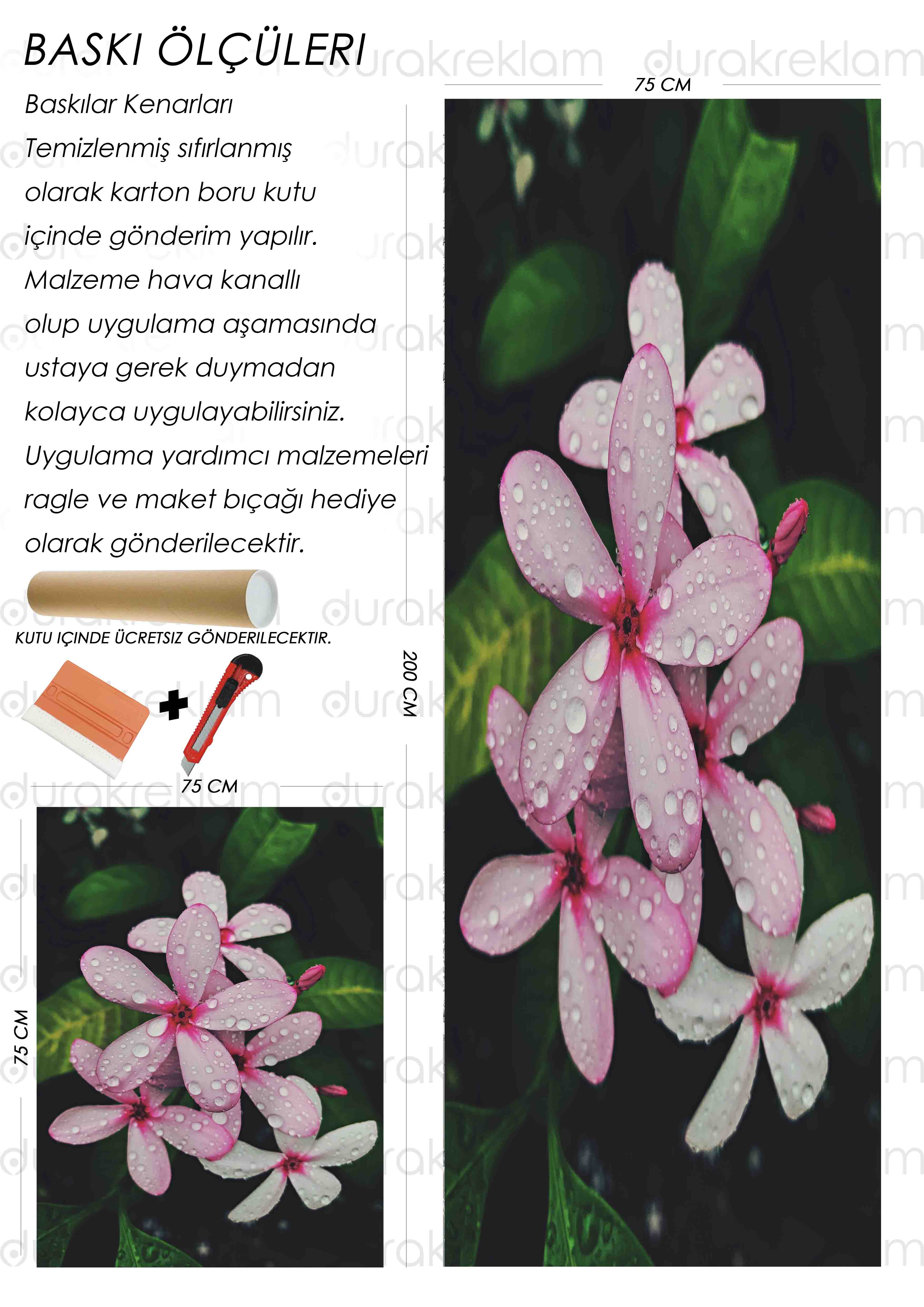 Çiçek Desenli Folyo Baskı Kaplama