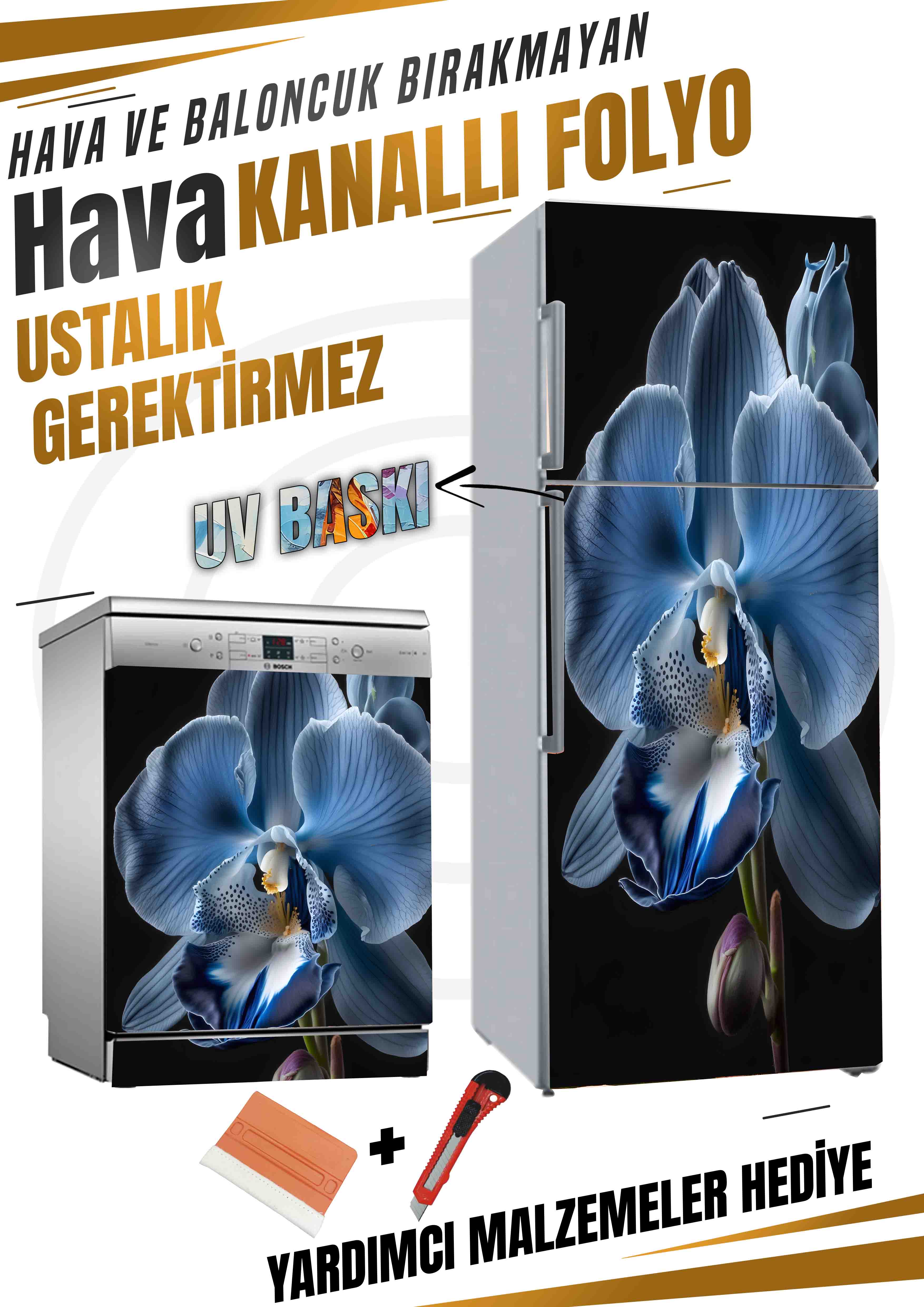 Orkide çiçeği desenli folyo kaplama