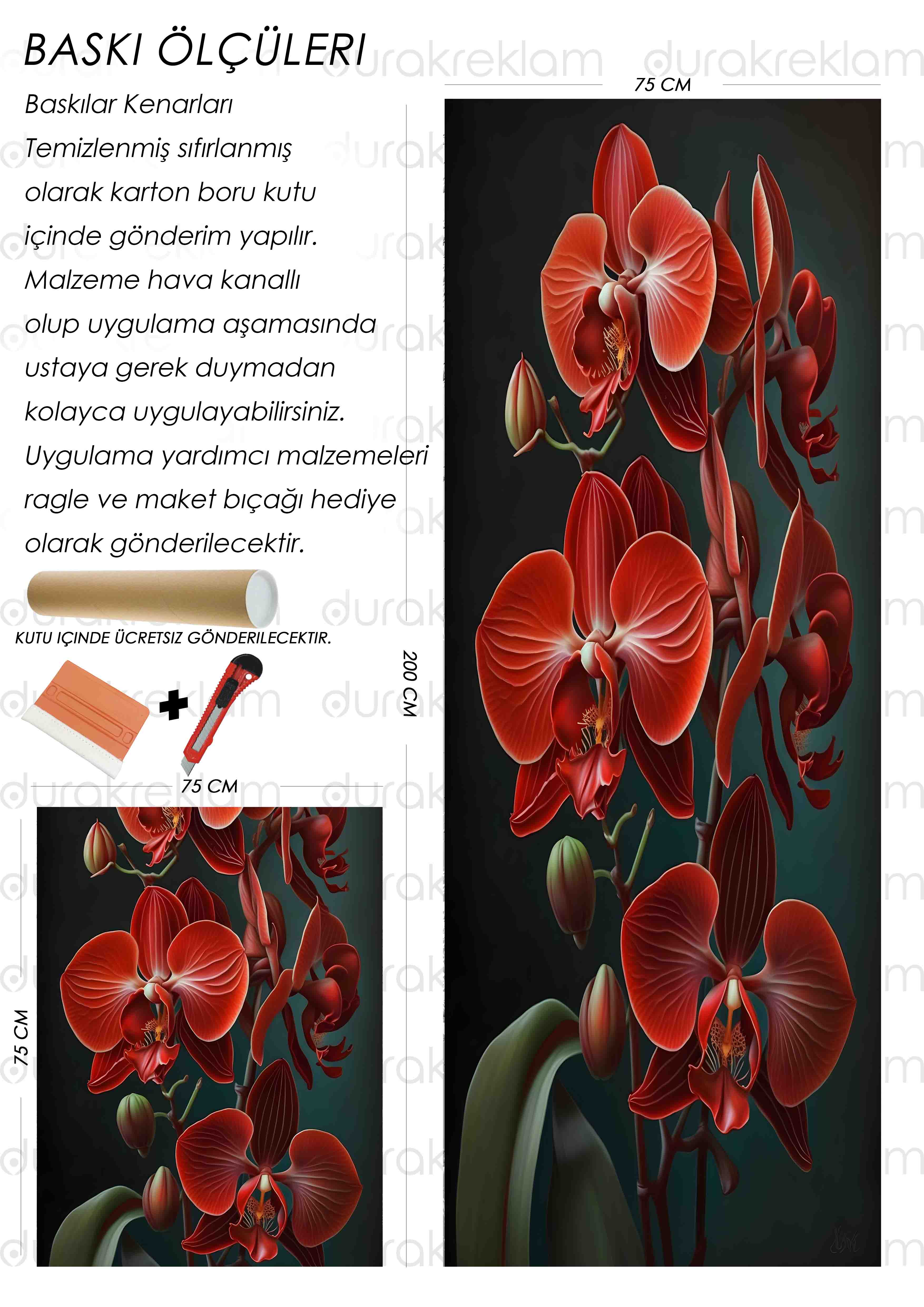 Orkide çiçeği desenli folyo kaplama