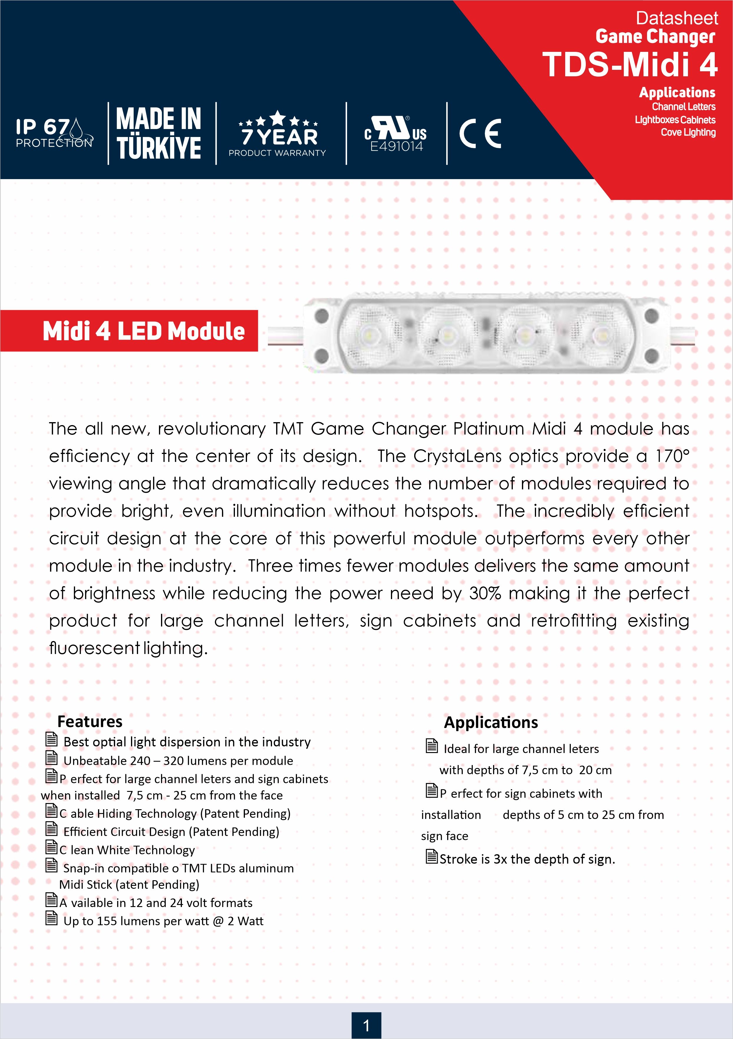 Samsung Çipli MIDI4 Modül Led 50 ADET