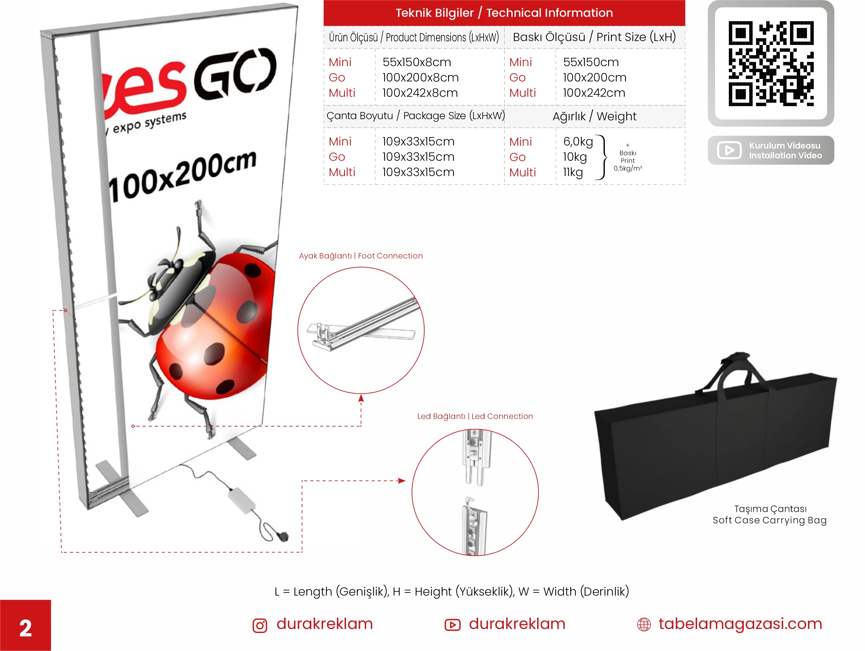 Çantalı Ayaklı Çitaraflı Lightbox