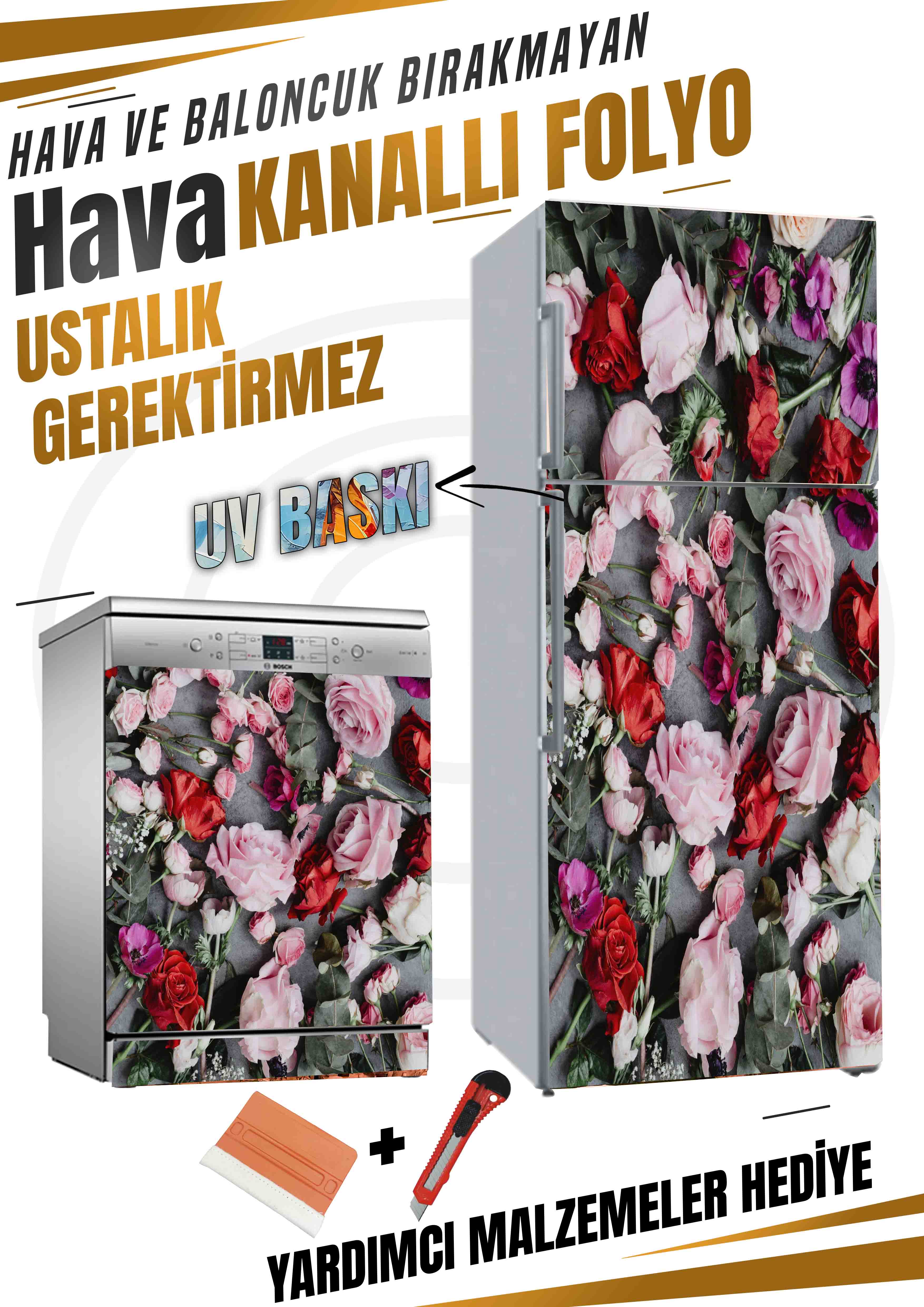 Gül Desenli Folyo Kaplama