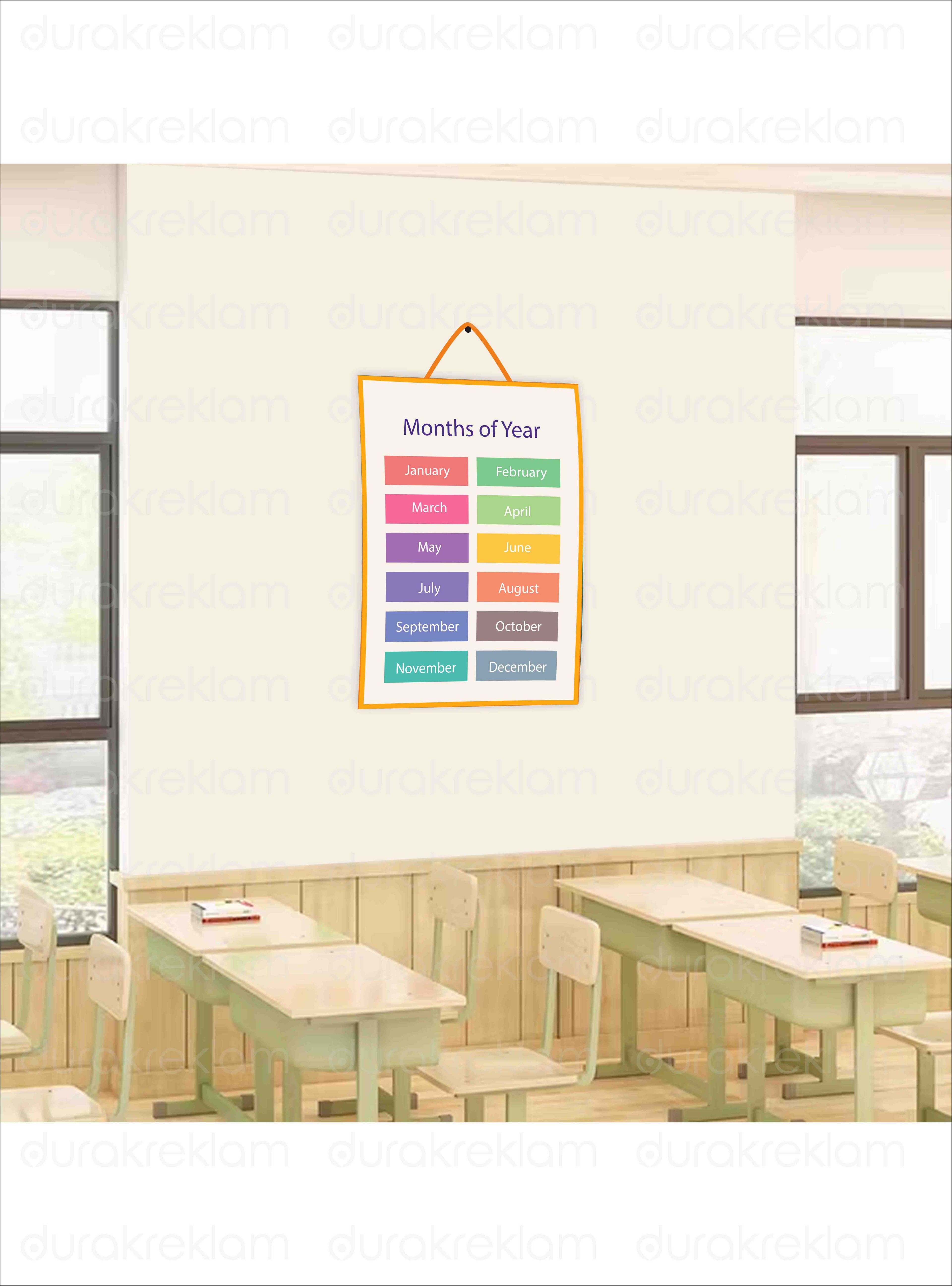 İngilizce Aylar Öğretici Poster PVC
