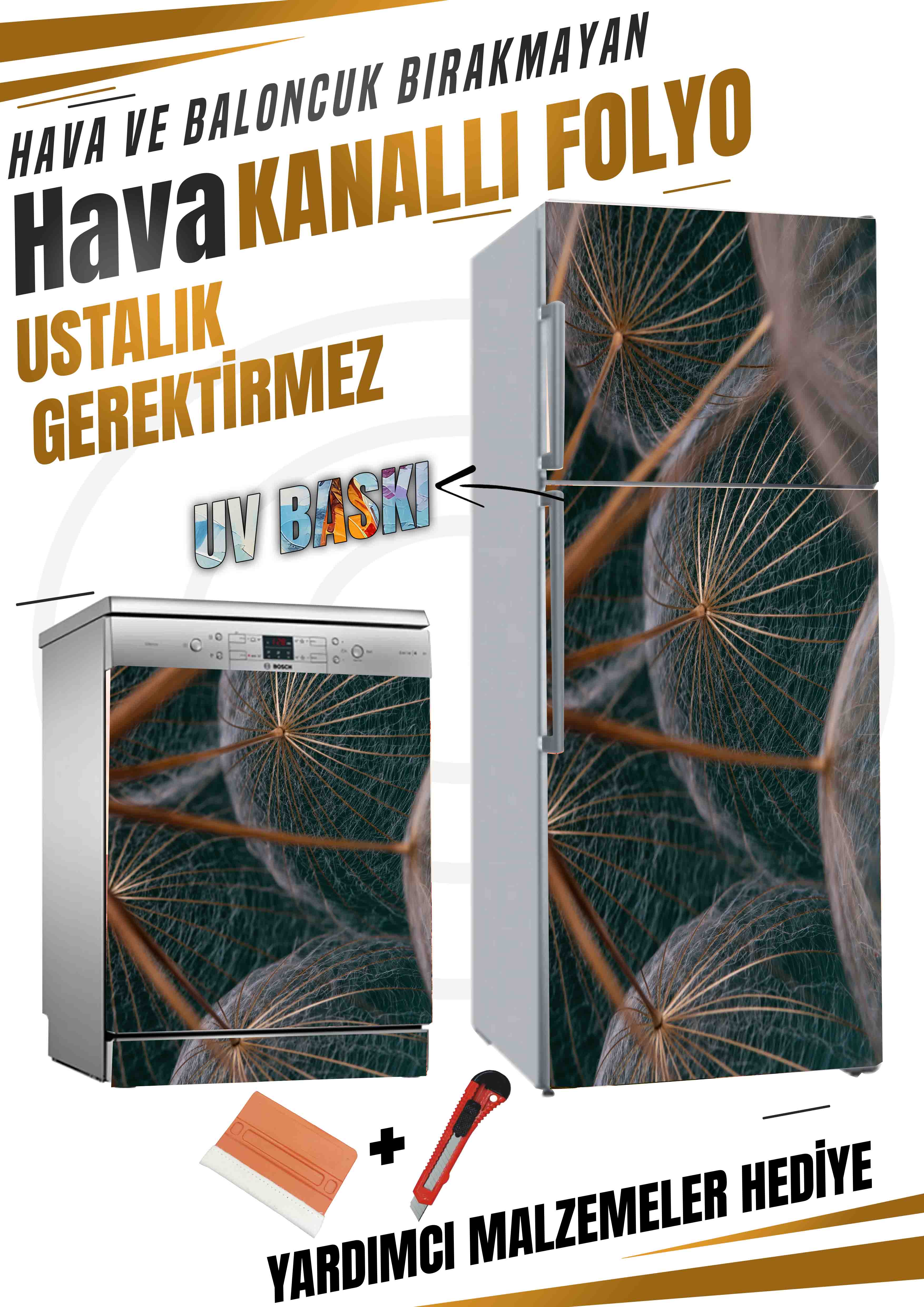 Karahindiba Desenli Folyo Baskı Kaplama