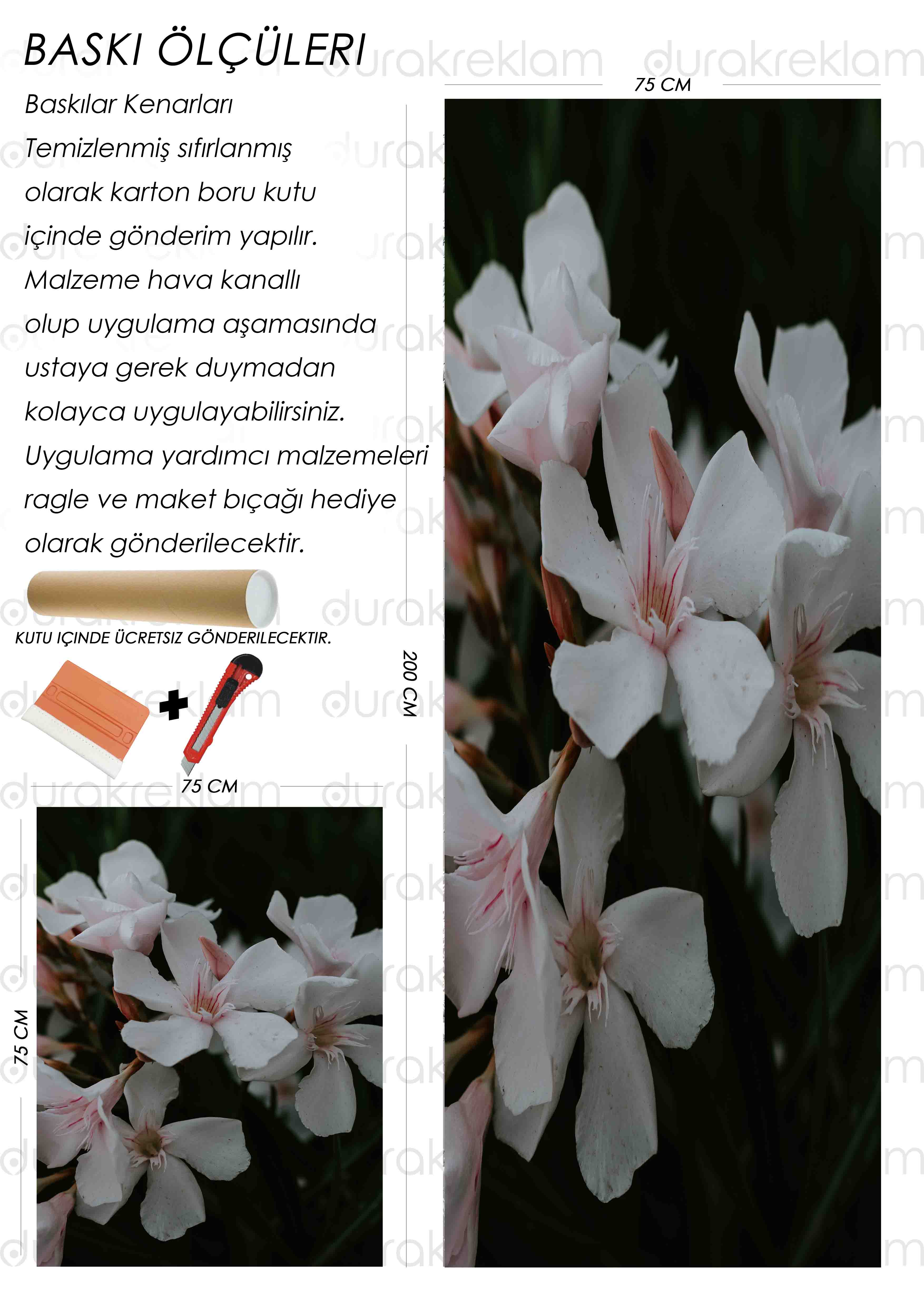 Zakkum Çiçeği Desenli Folyo Baskı Kaplama